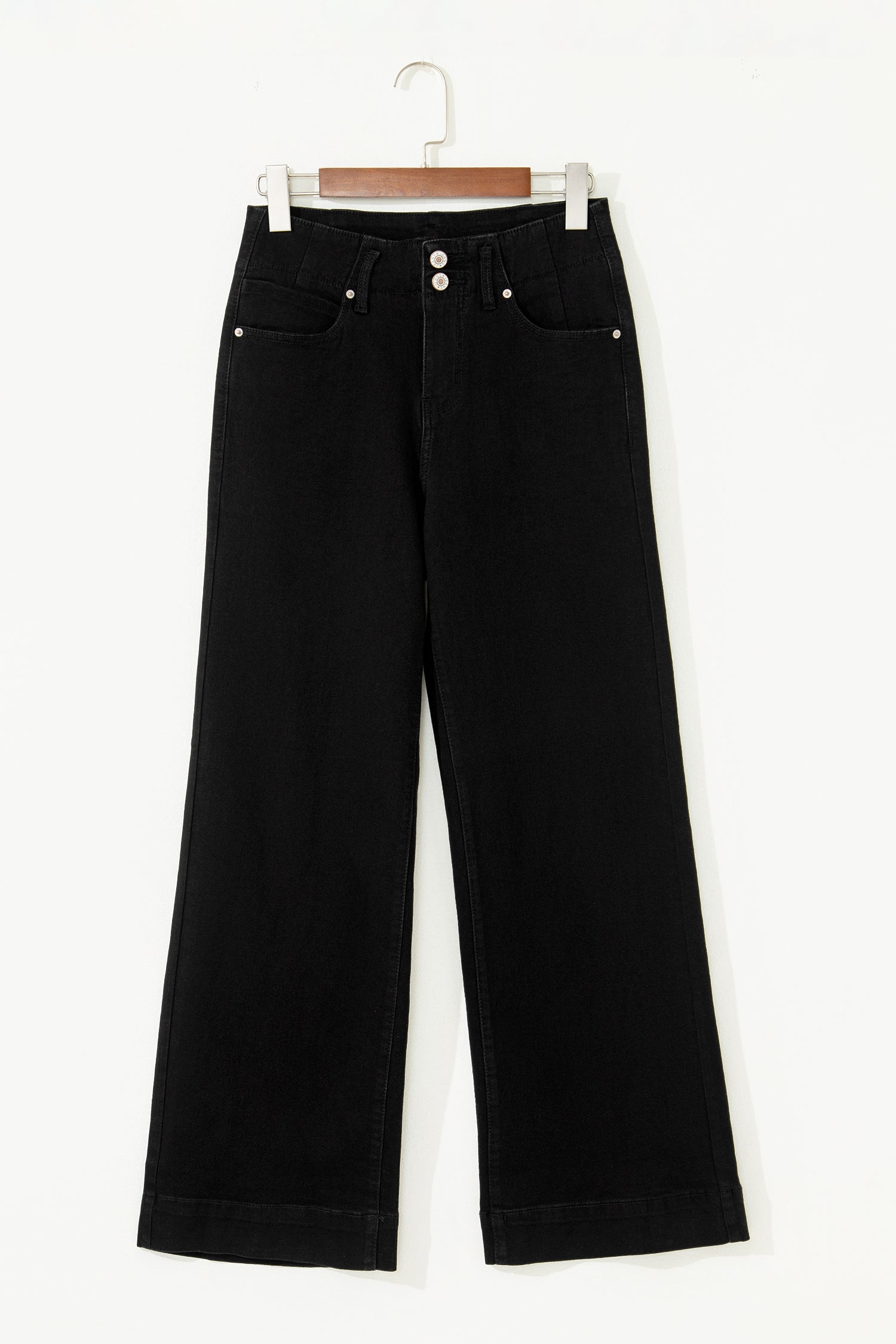 Button High Waist Wide Leg Jeans