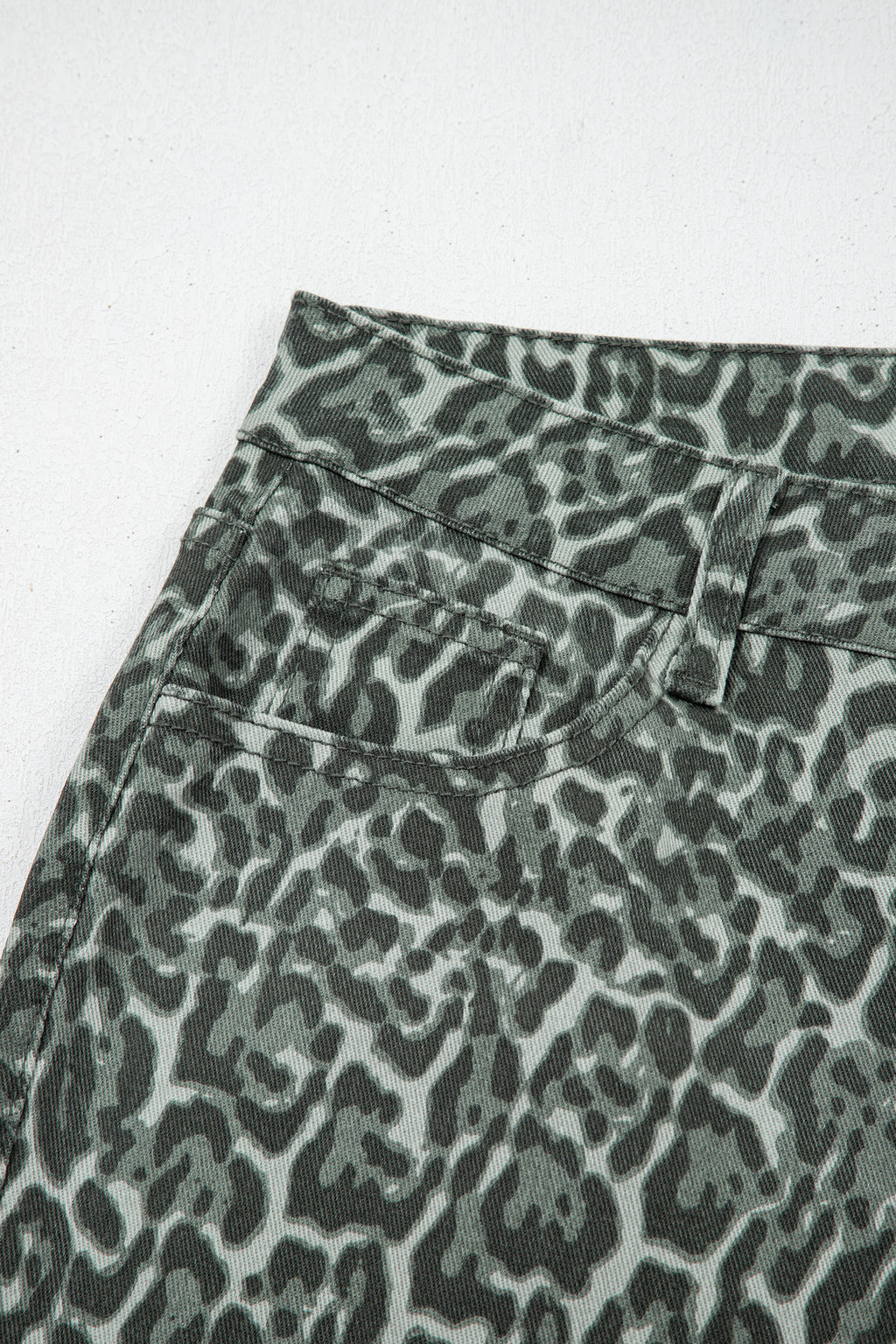 Leopard Frayed Edge Wide Leg High Waist Jeans