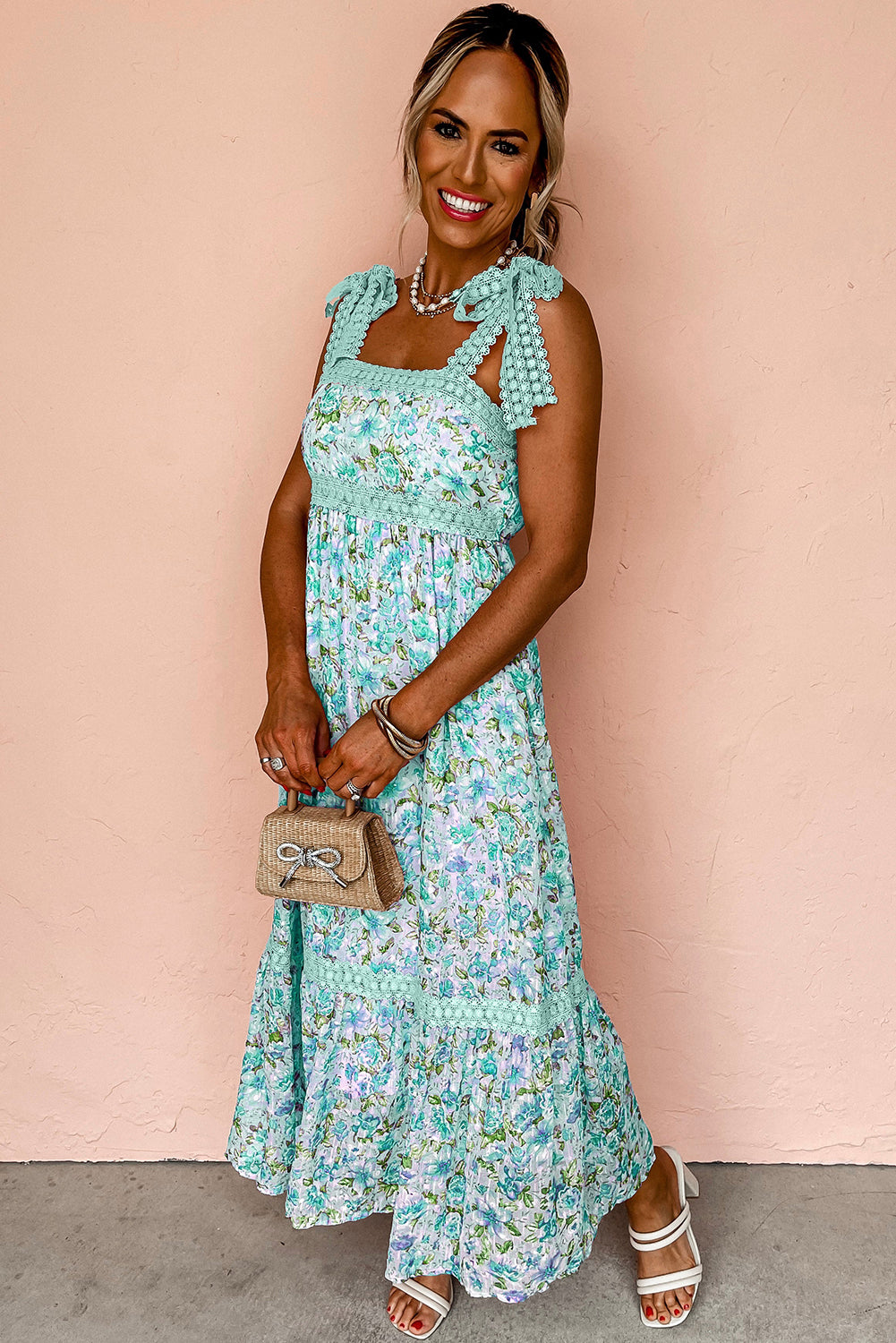 Floral Lace Tied Maxi Dress