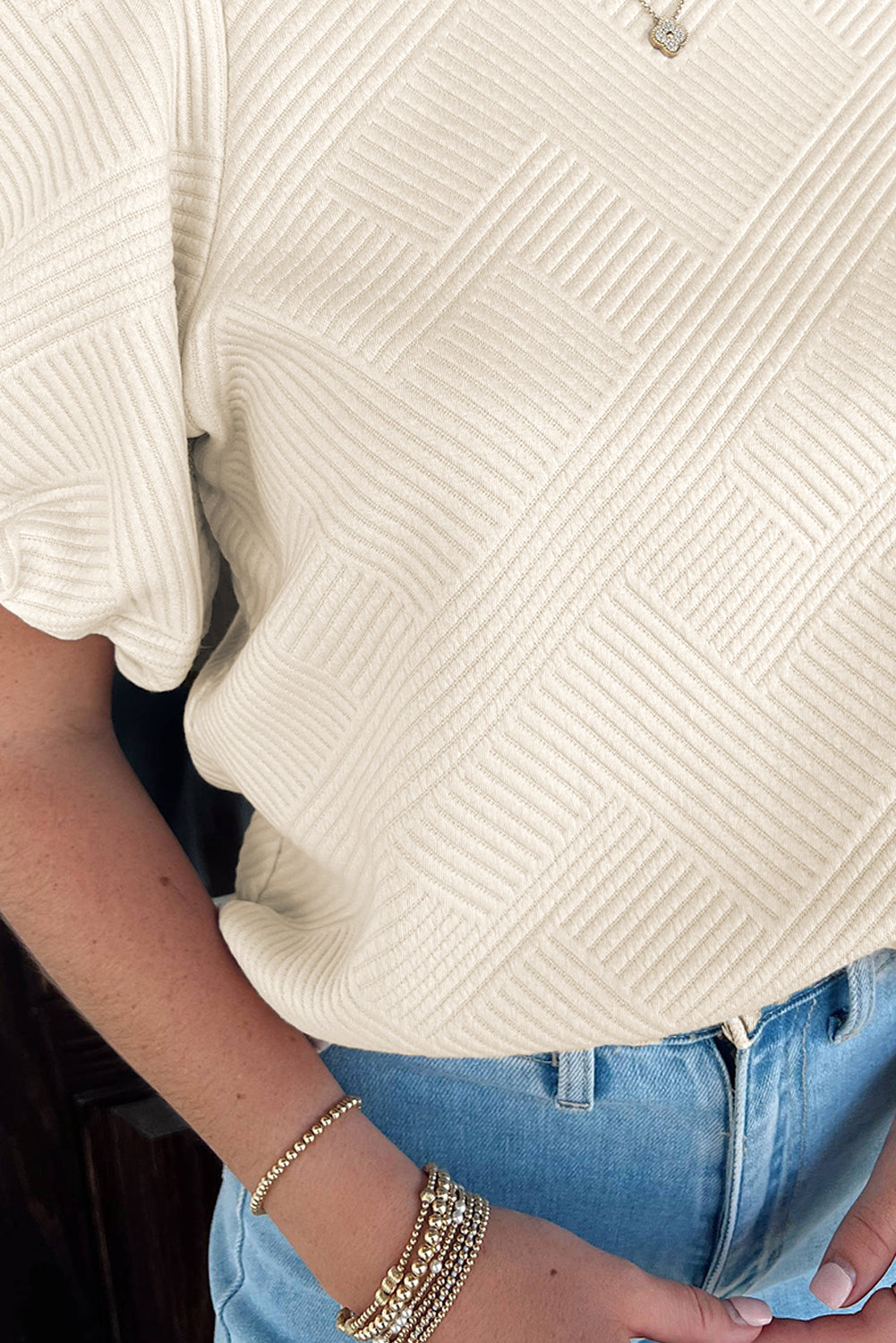 Textured Puff Sleeve Top