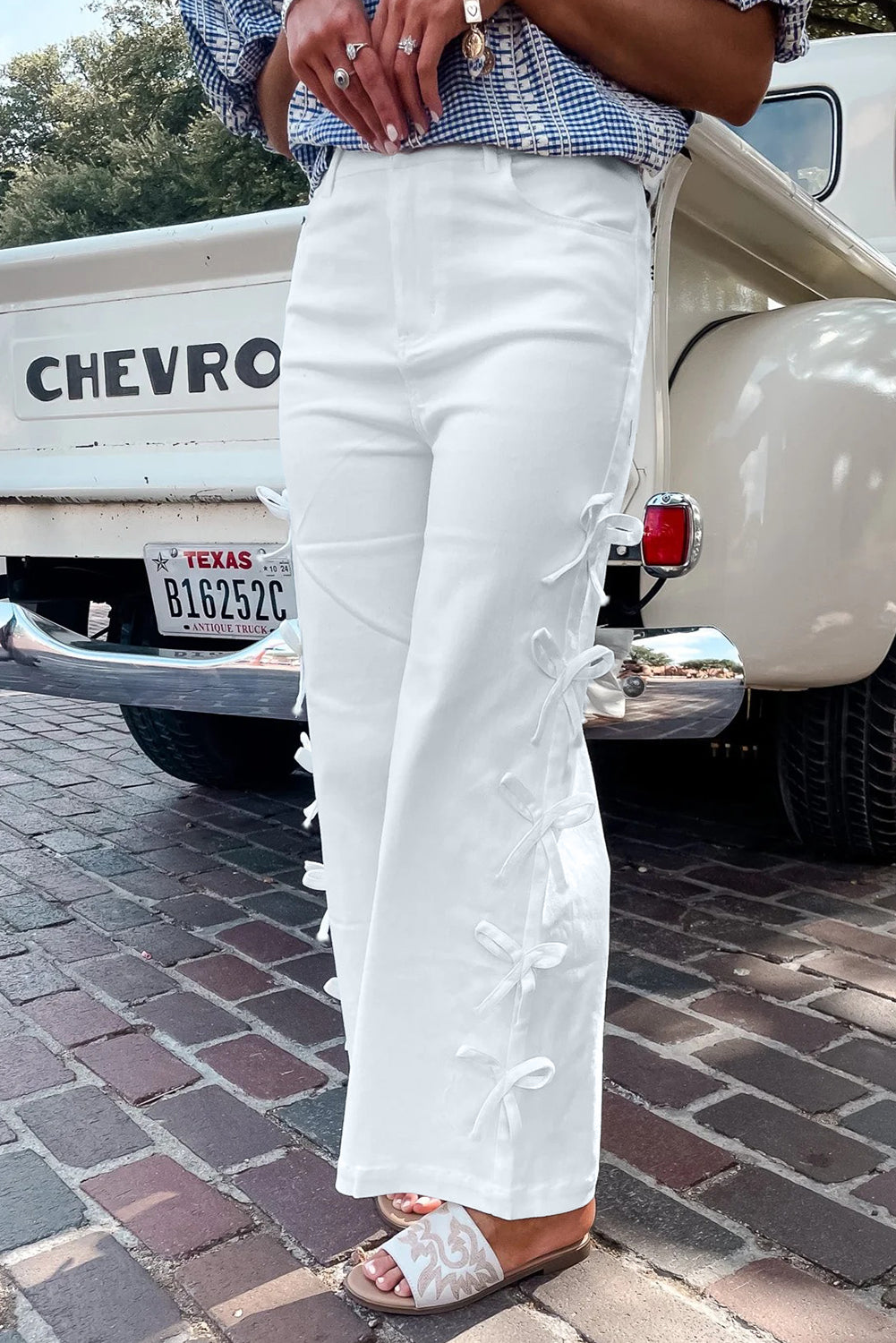 Bowknot Straight Leg Loose Jeans