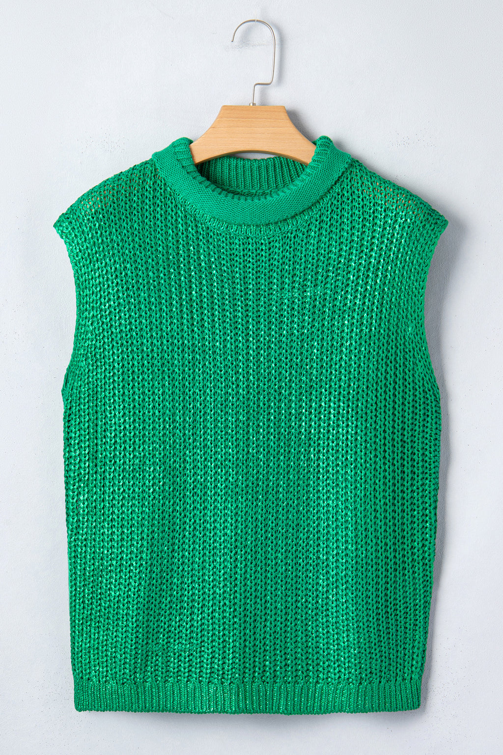 Wisteria Solid Color Knit High Neck Short Sleeve Sweater