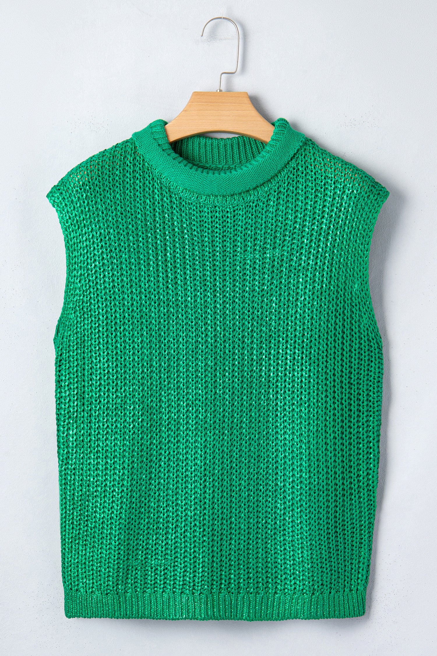 Wisteria Solid Color Knit High Neck Short Sleeve Sweater
