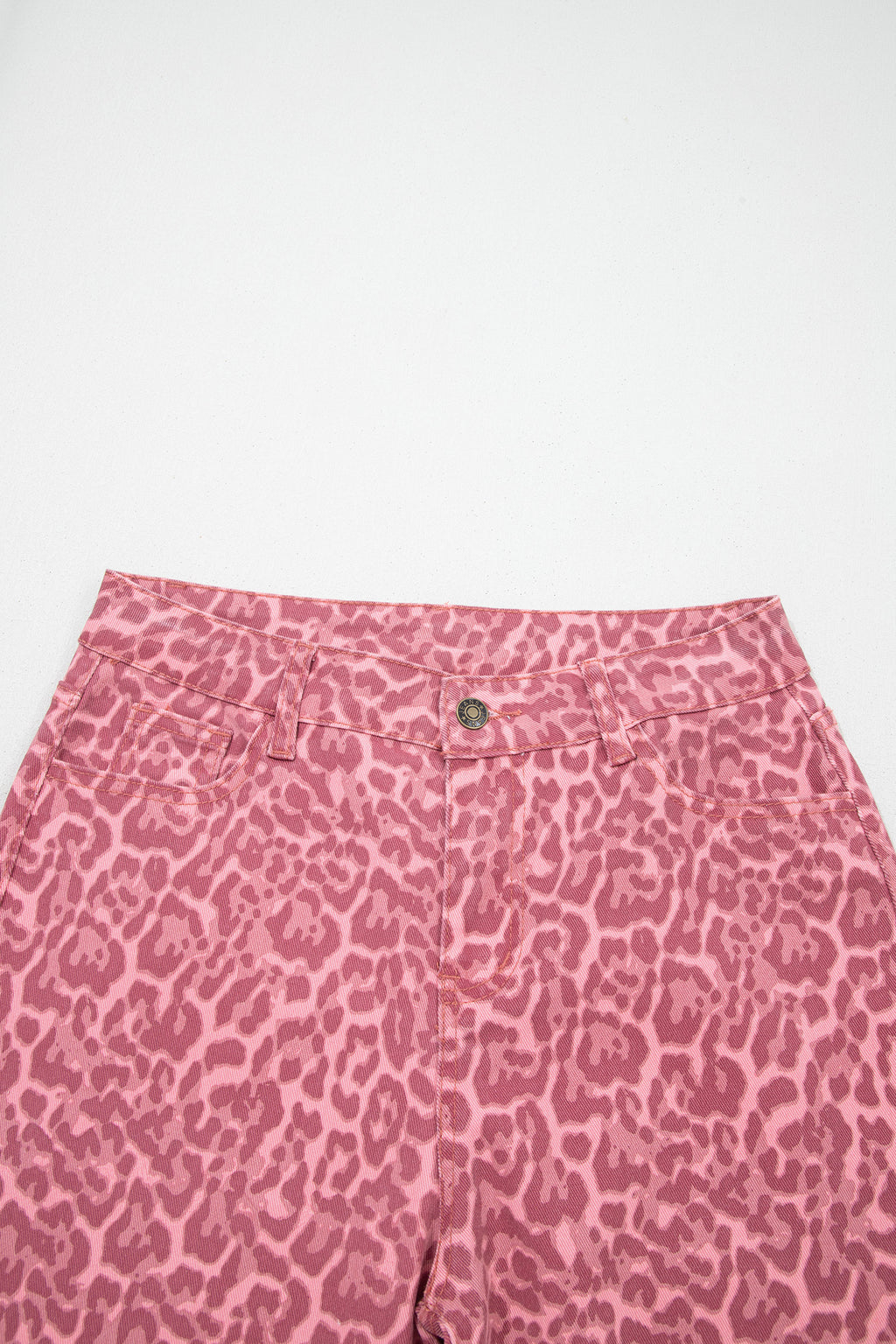 Leopard Frayed Edge Wide Leg High Waist Jeans