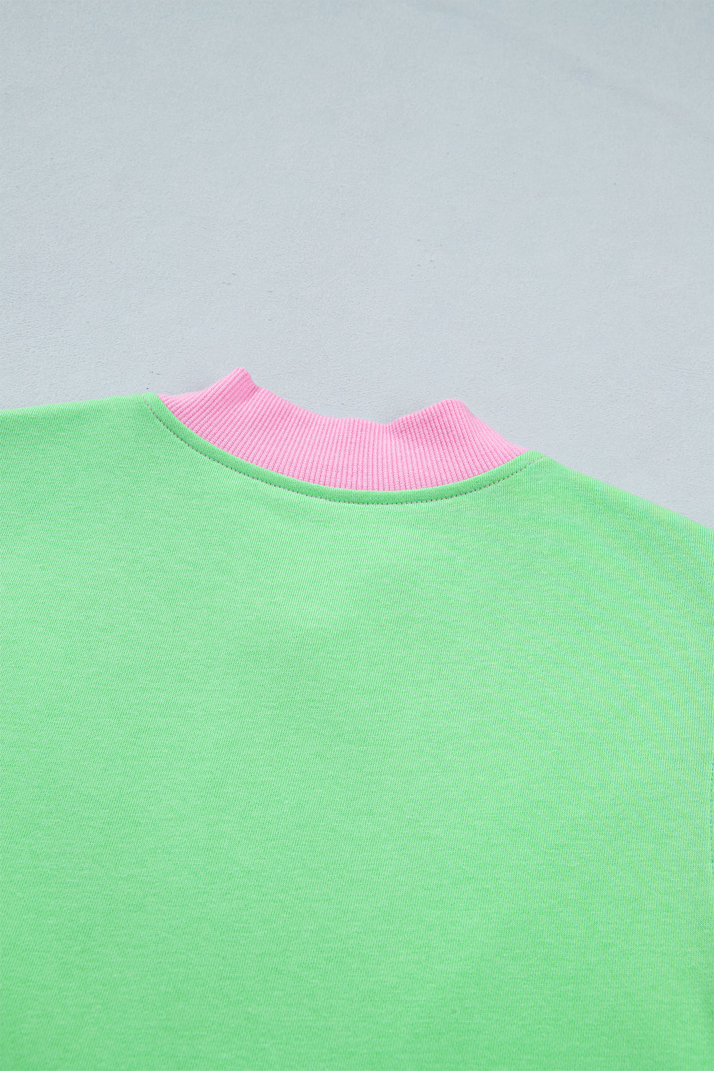 Green Color Block Accent Half Zip Shorts Set