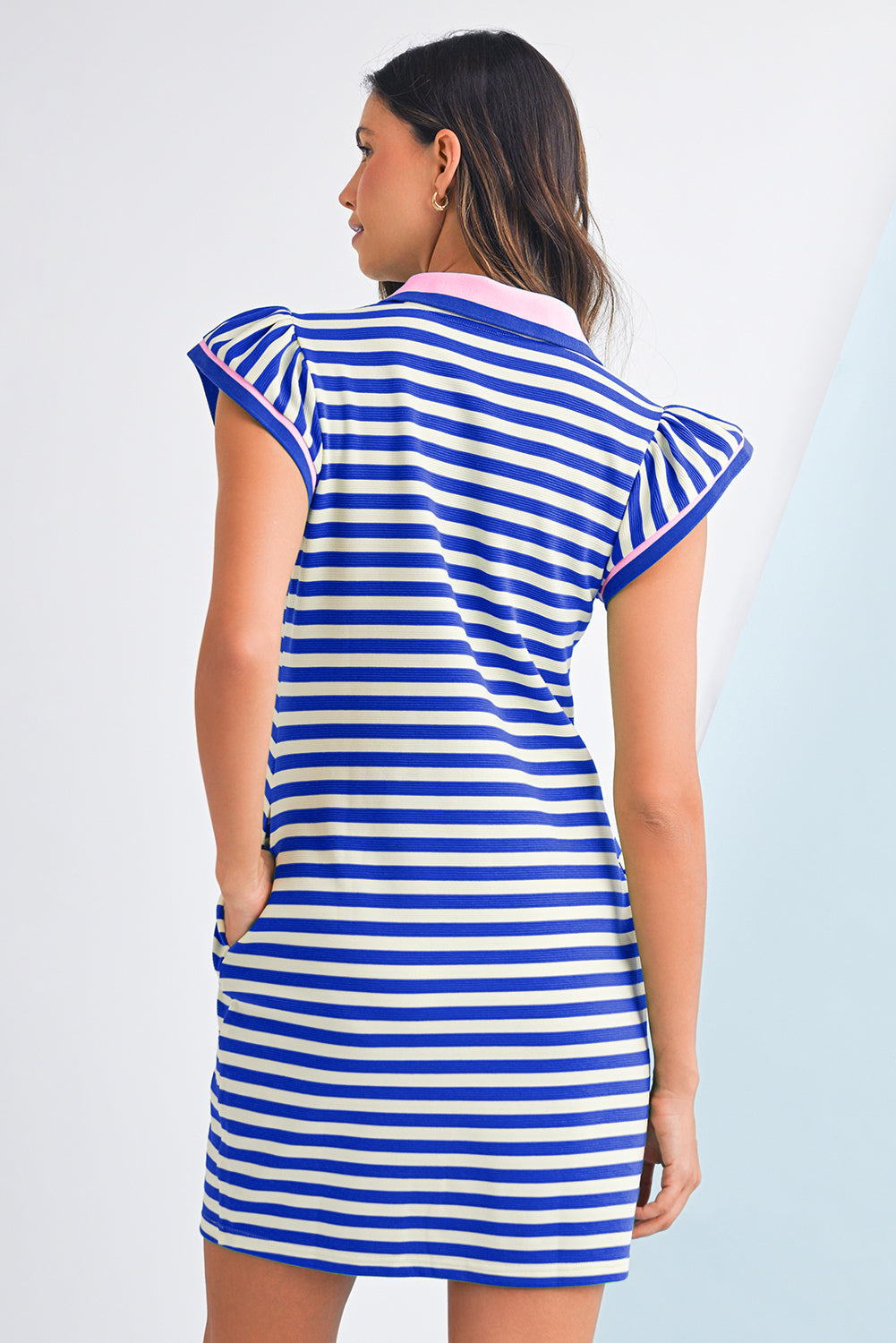 Short Sleeve Pop Of Color Dress