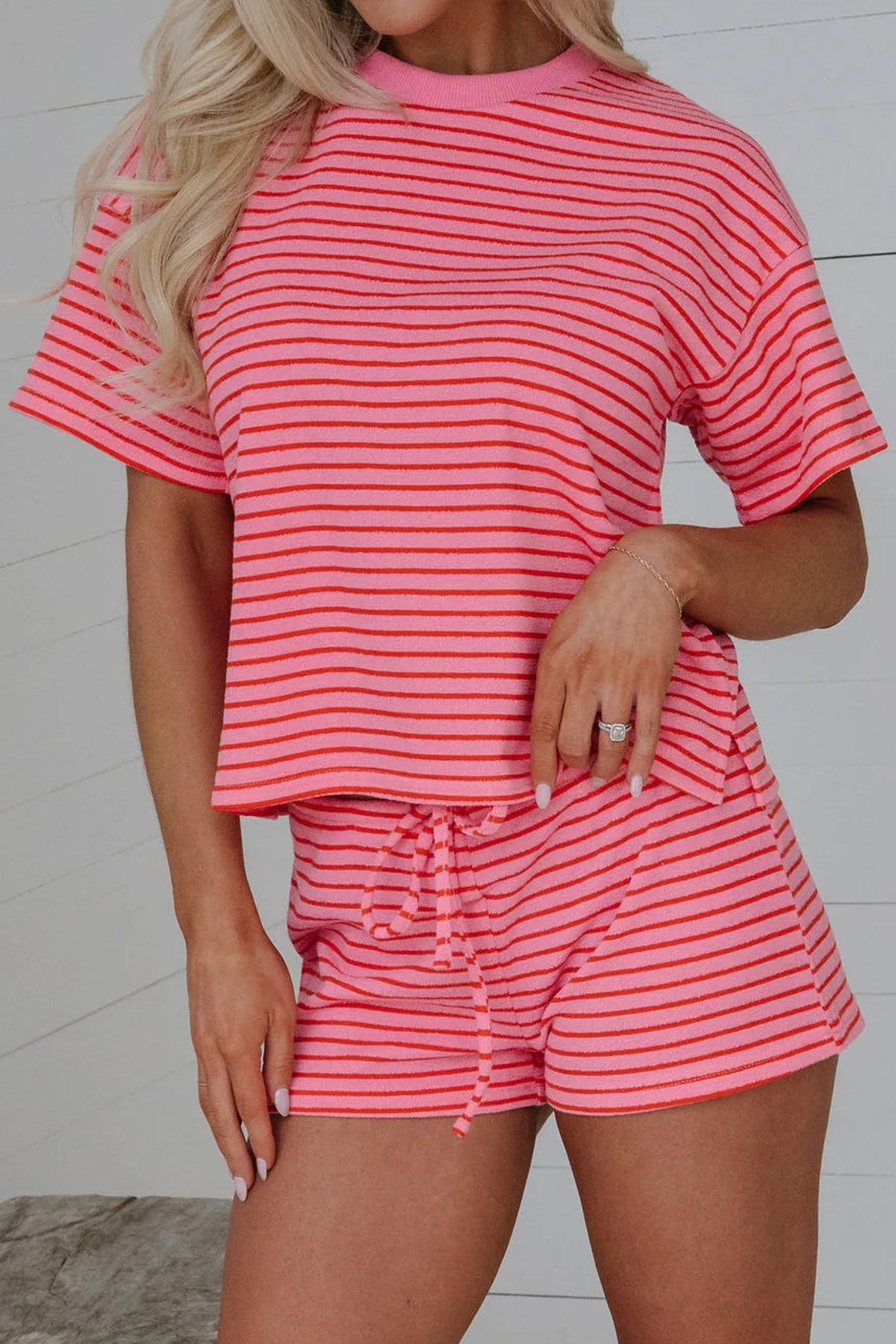 Side Split Knit Shorts Set