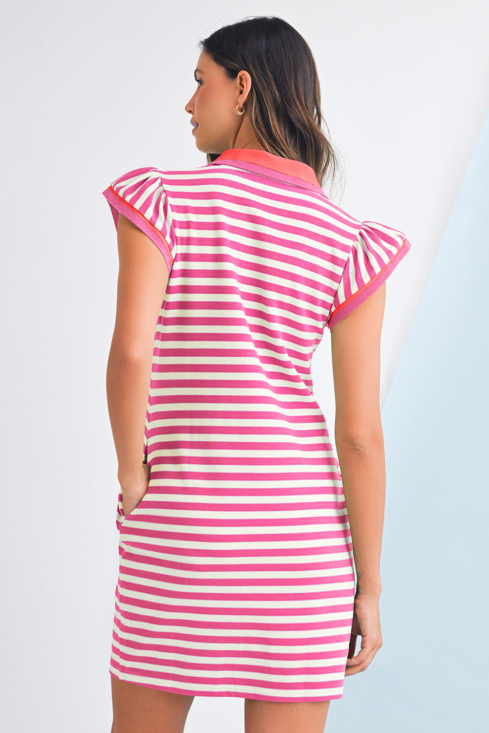 Short Sleeve Pop Of Color Dress