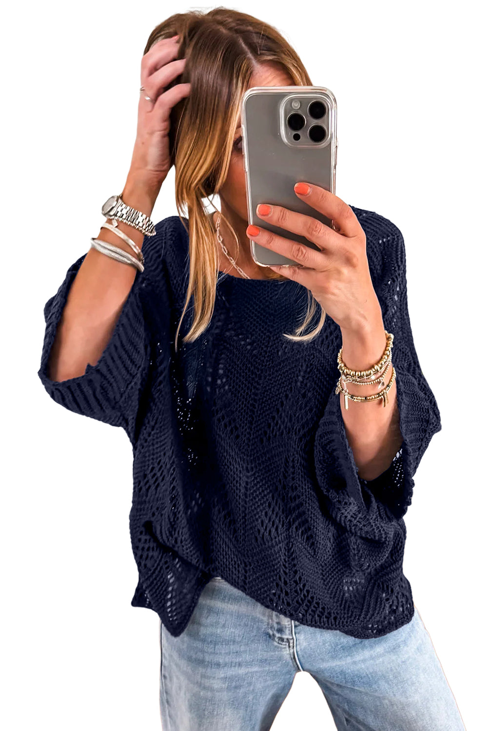 3/4 Sleeve Loose Sweater