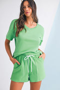 Drop Shoulder Tee Shorts Set