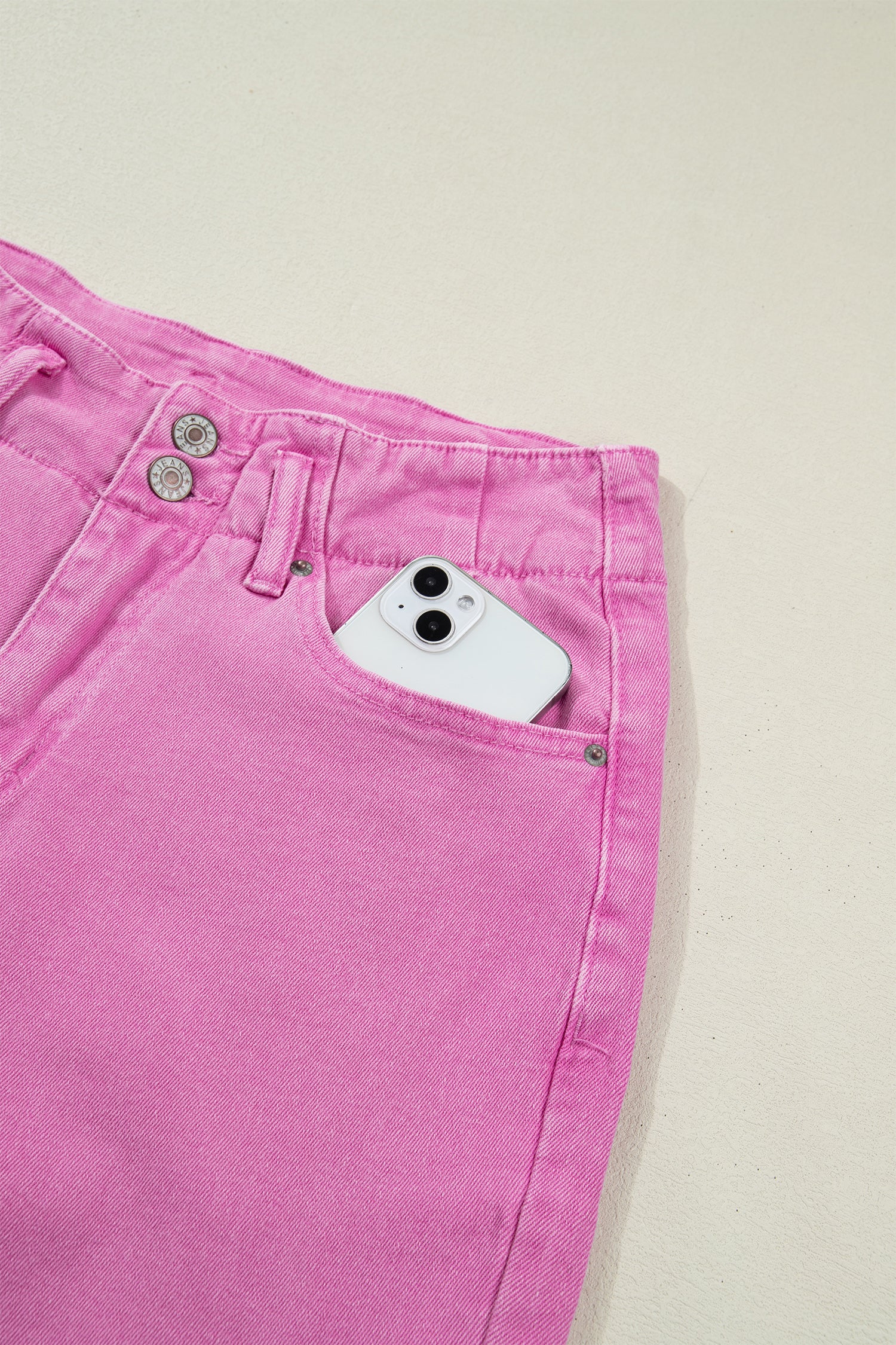 Button High Waist Wide Leg Jeans