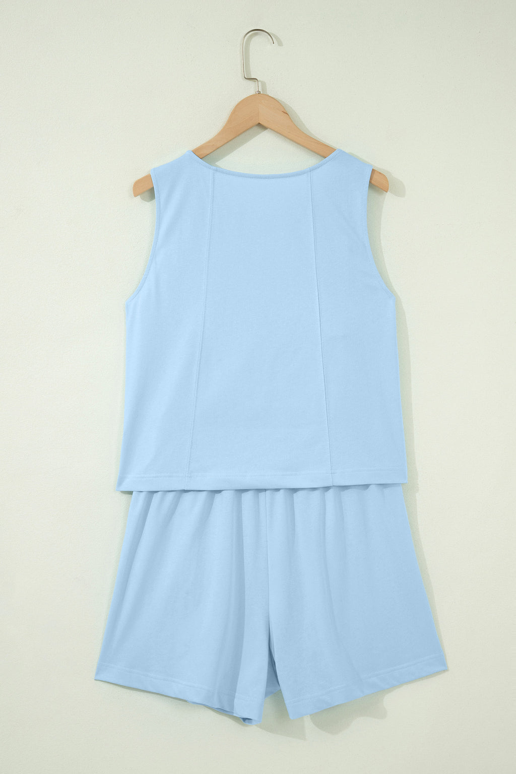 Stitched Detail Loose Tank Top Short Set