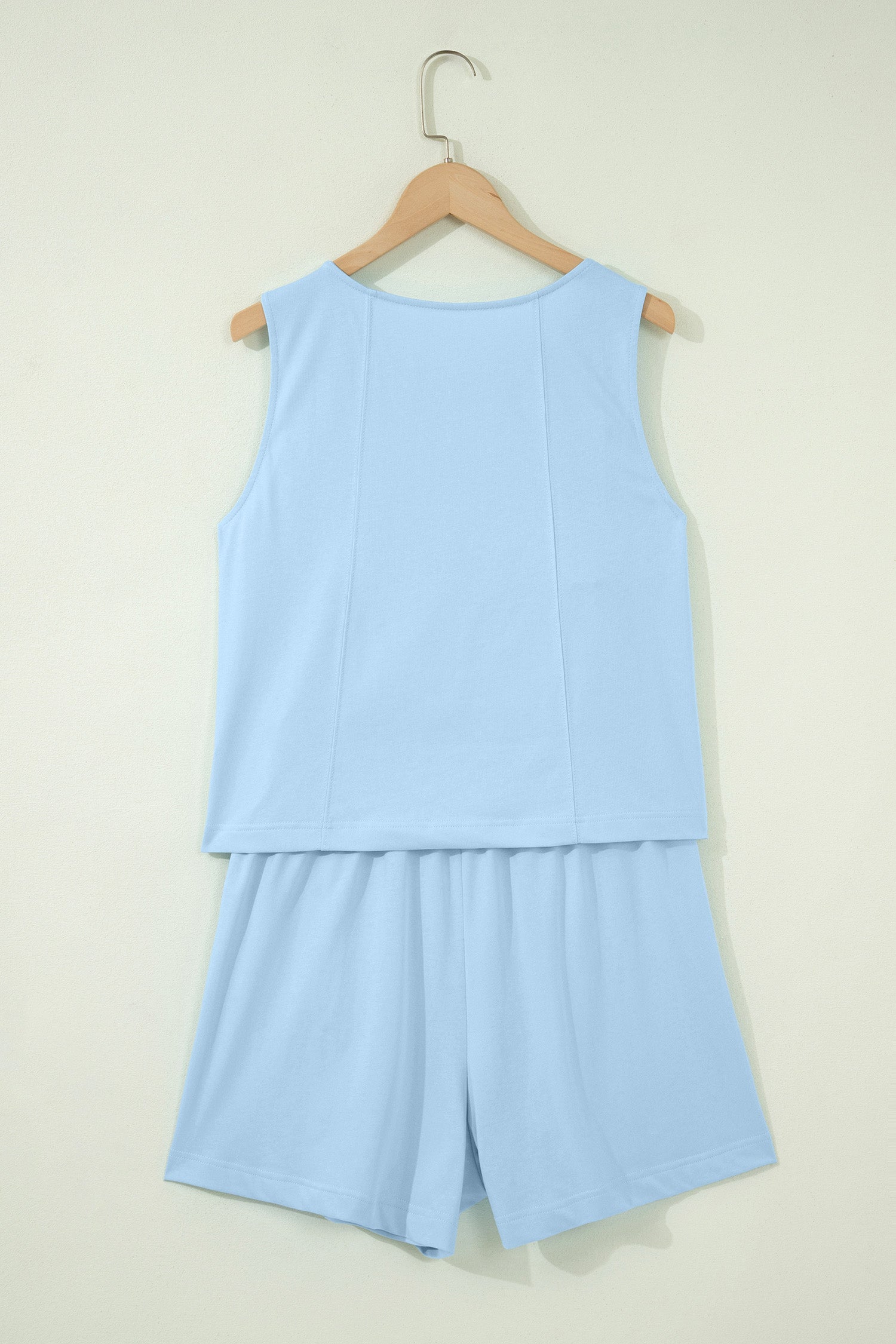 Stitched Detail Loose Tank Top Short Set