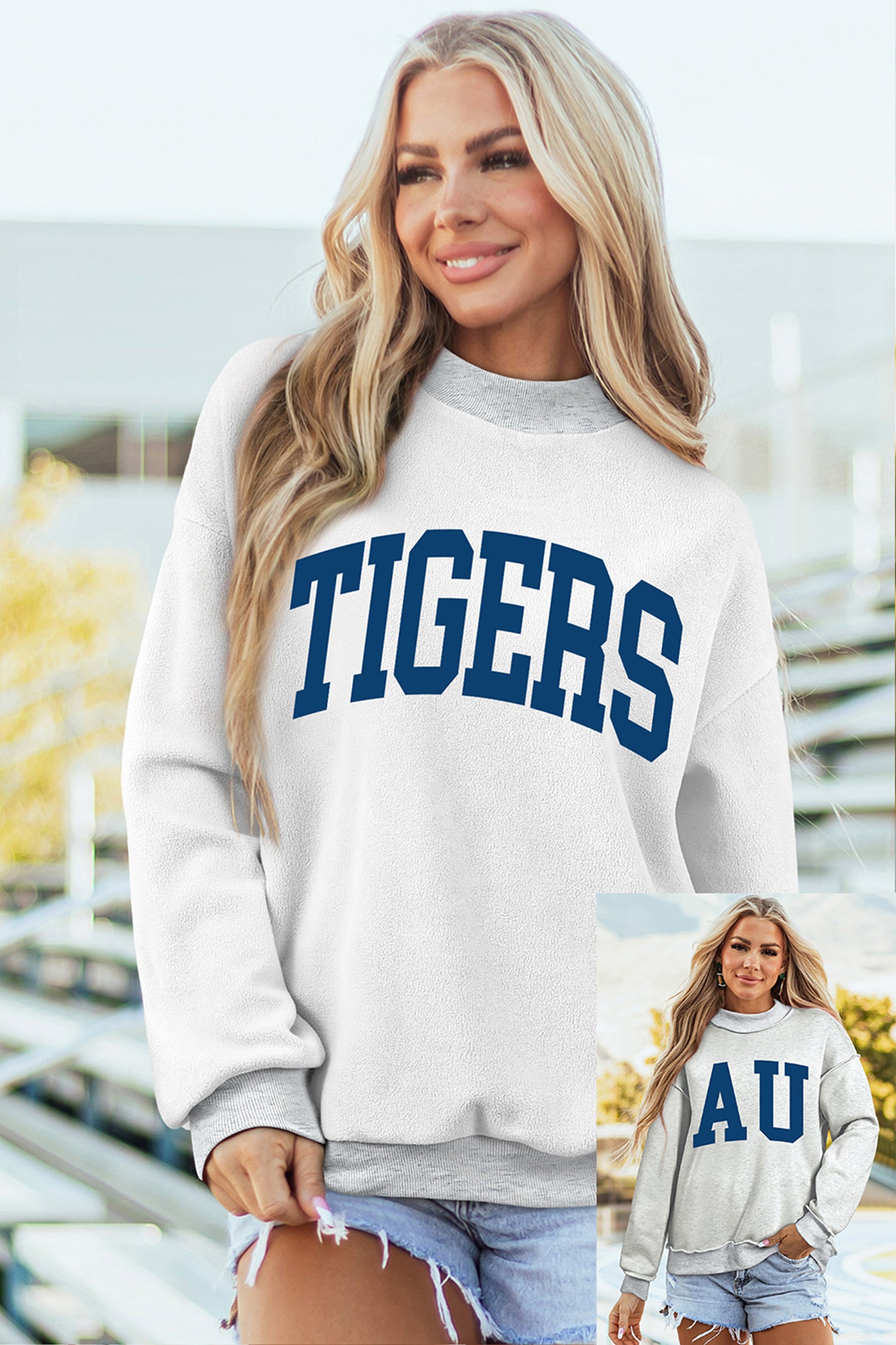 AU/TIGERS Reversible Mock Neck Sweatshirt