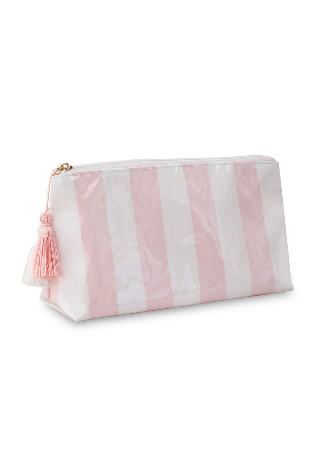Checkered Vinyl Waterproof Tassel Makeup Bag
