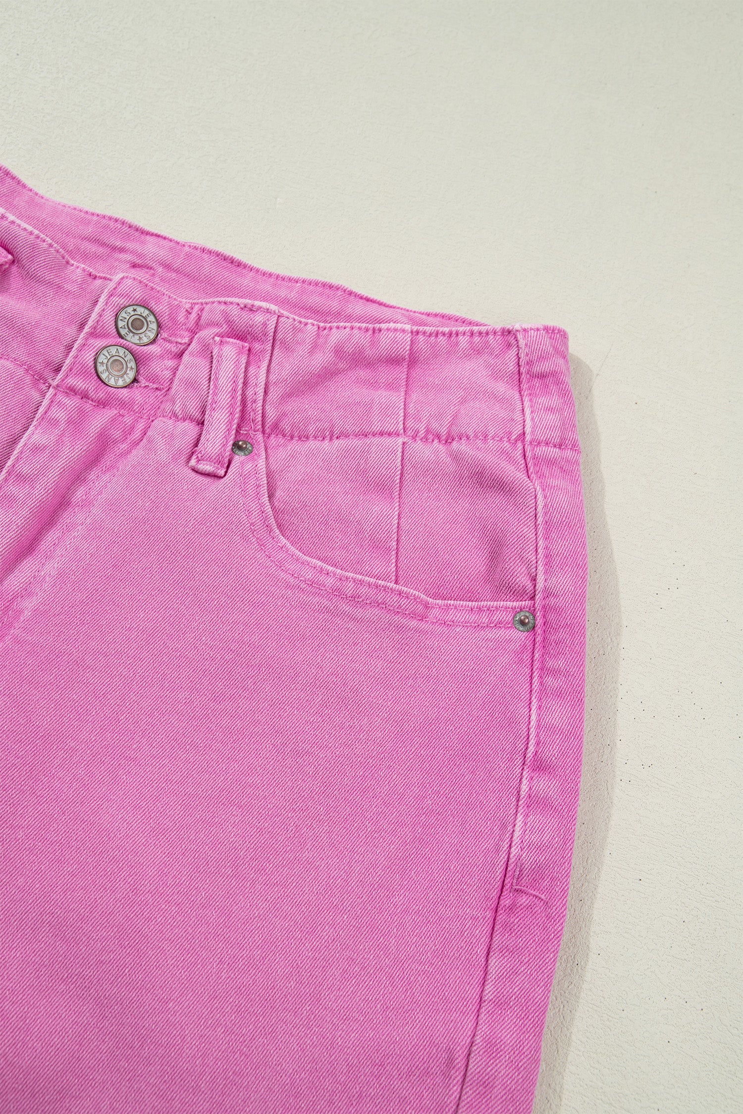 Button High Waist Wide Leg Jeans