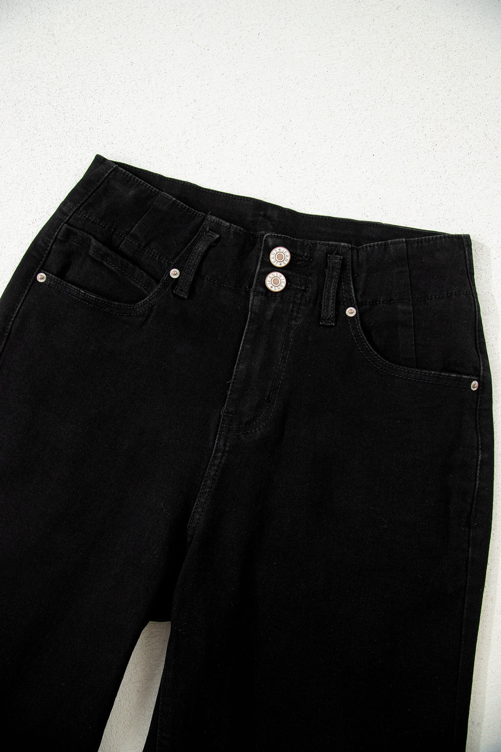 Button High Waist Wide Leg Jeans