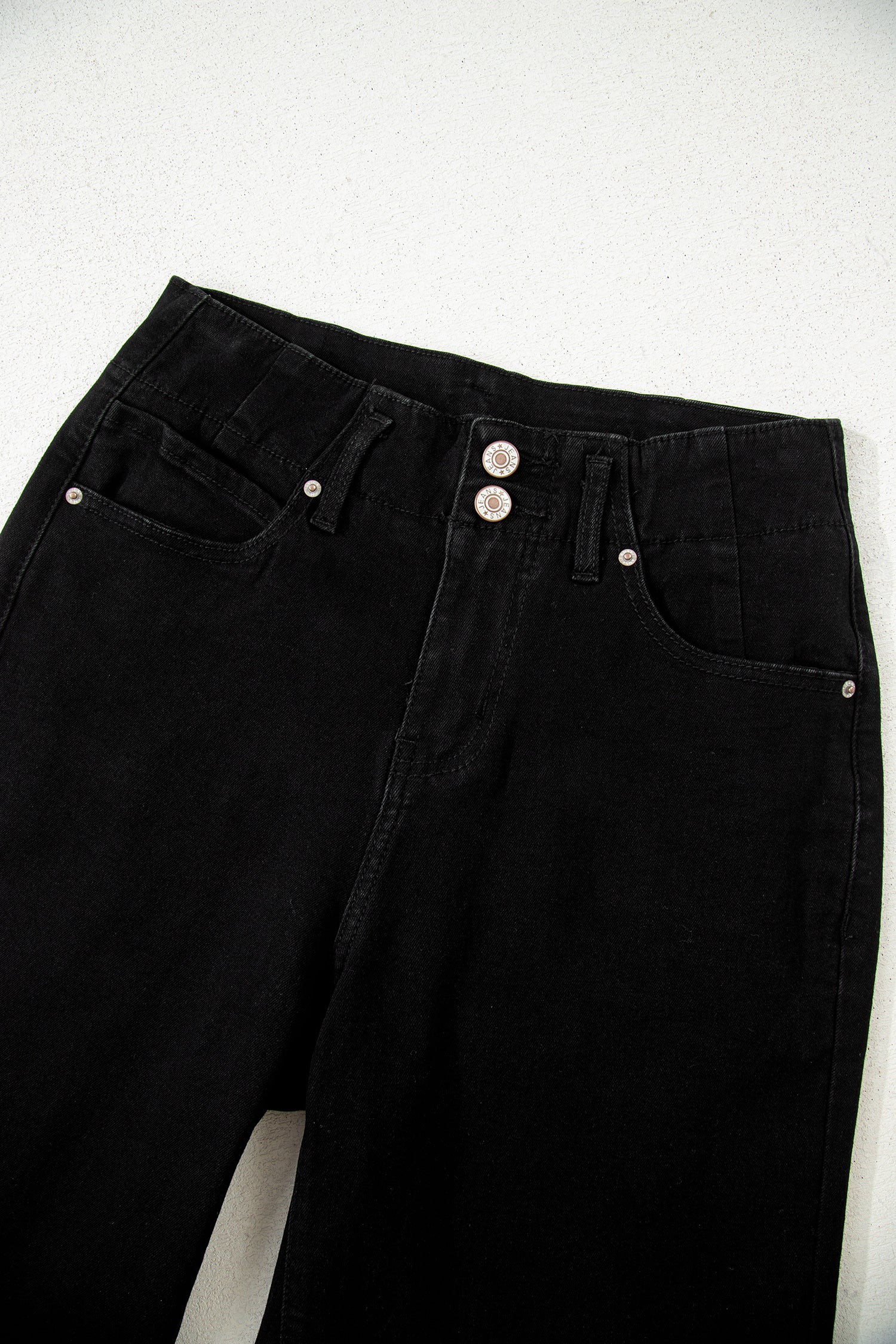 Button High Waist Wide Leg Jeans