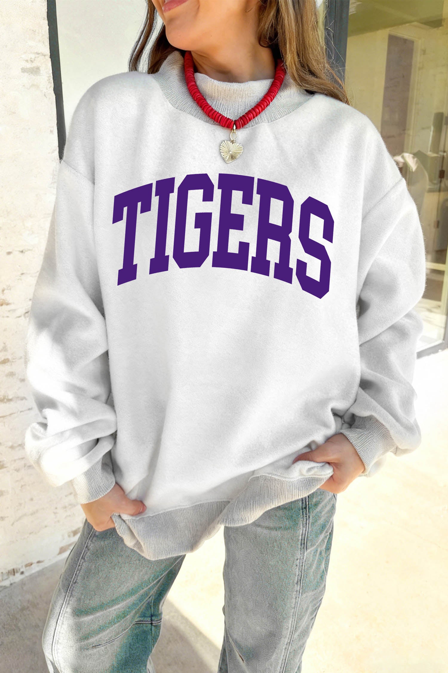 LOUISIANA/ TIGERS Double Side Printed High Neck Reversible Sweatshirt