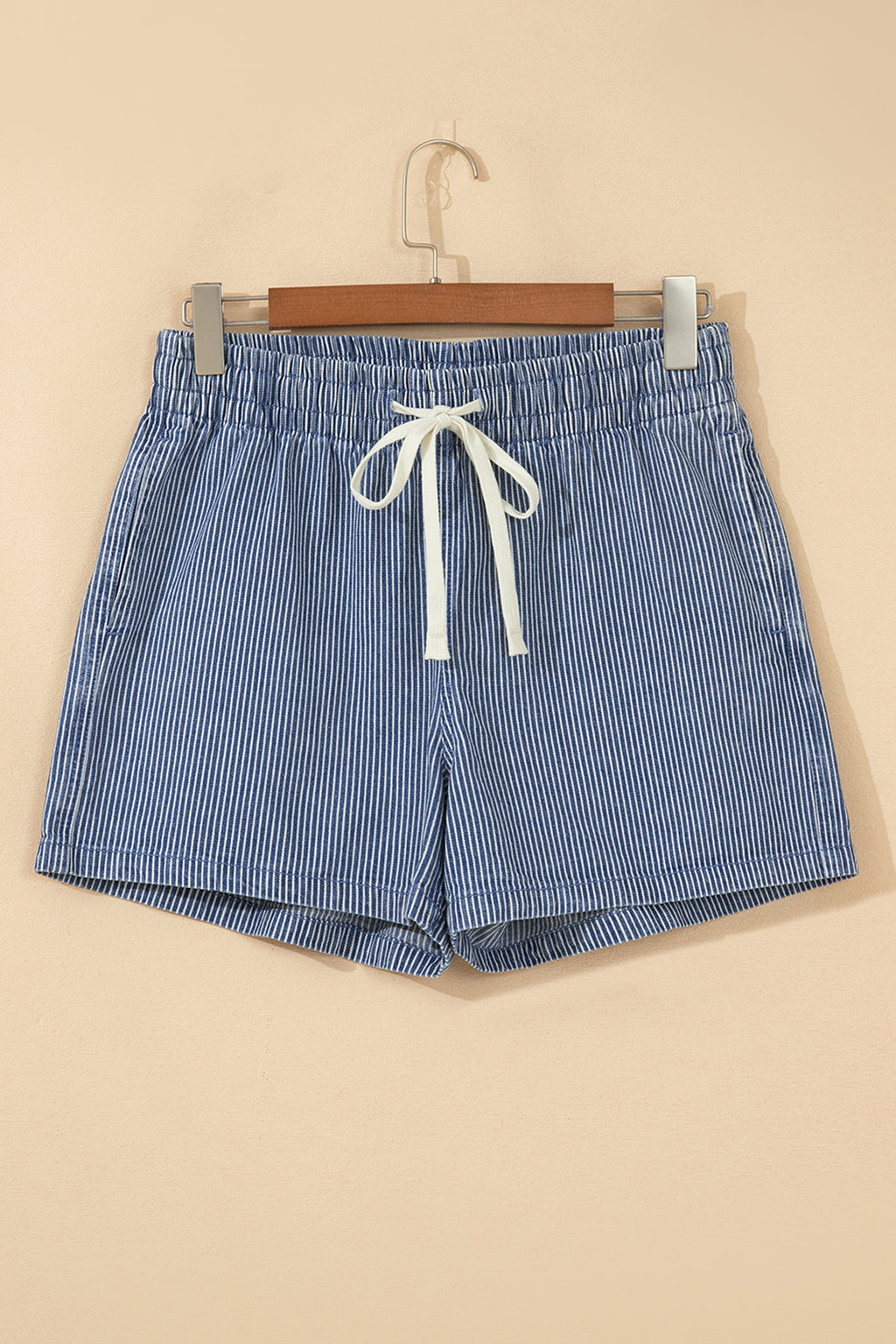 Stripe Drawstring Casual Denim Shorts