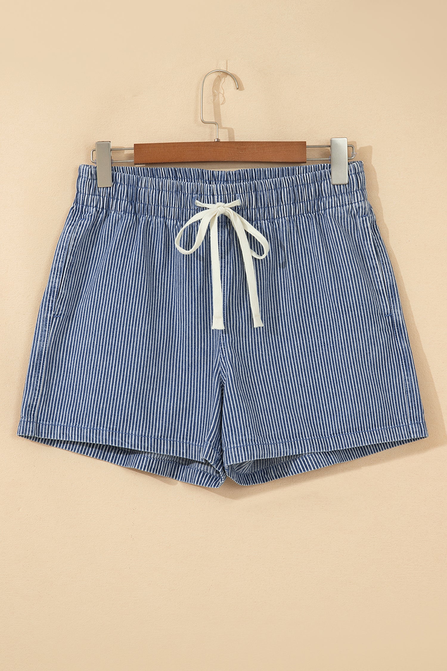 Stripe Drawstring Casual Denim Shorts
