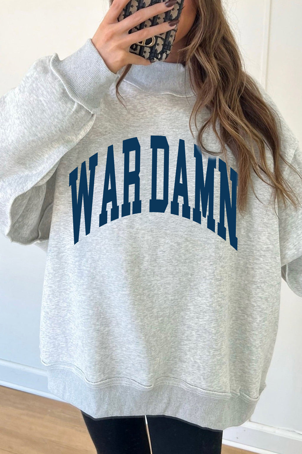 WAR DAMN/ EAGLES High Neck Baggy Sweatshirt