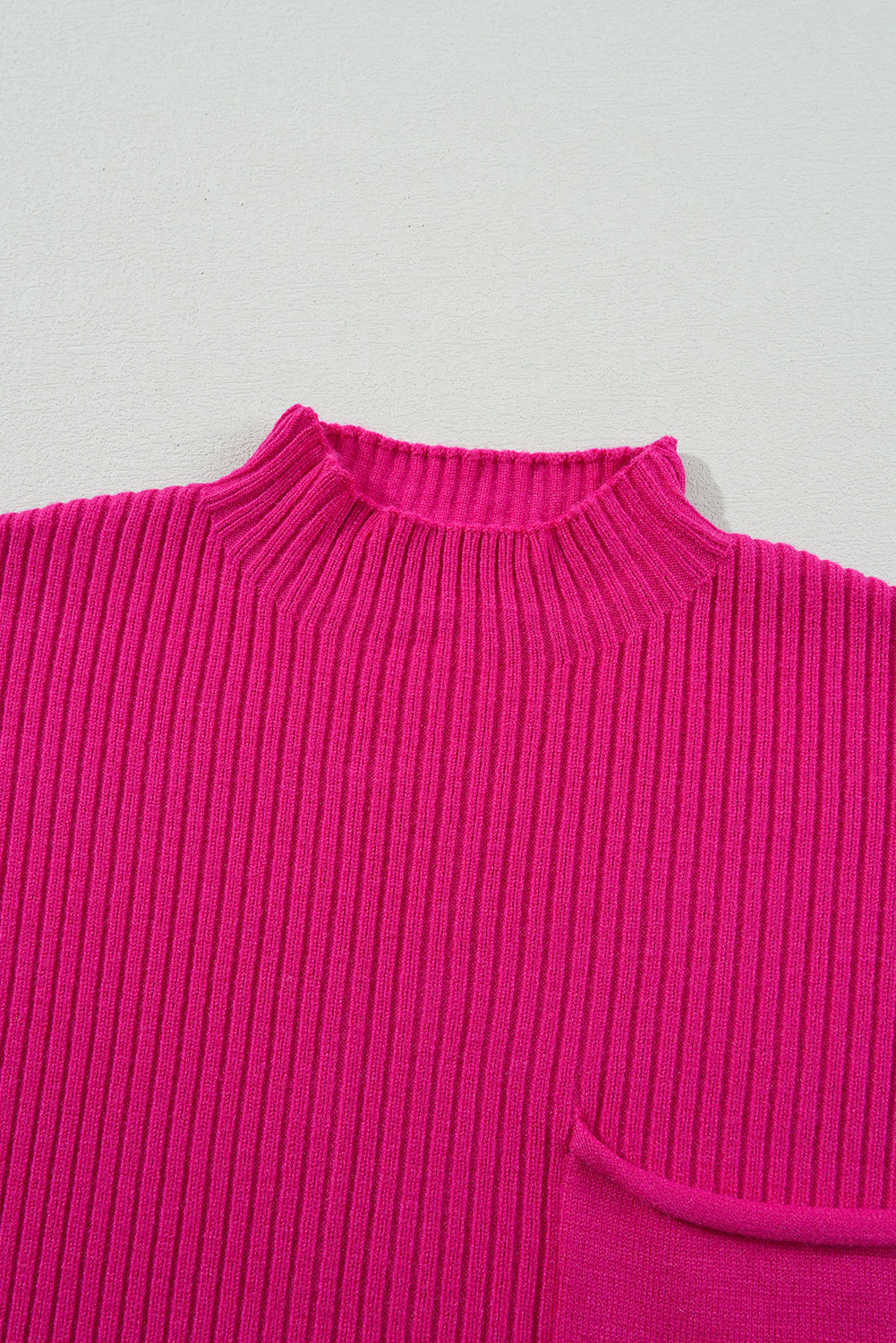 Gray Patch Pocket Ribbed Knit Short Sleeve Sweater