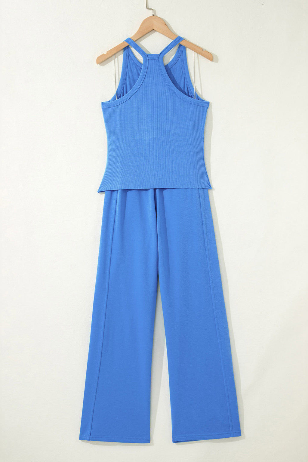 Slim Ribbed Tank Top and Sweatpants Set