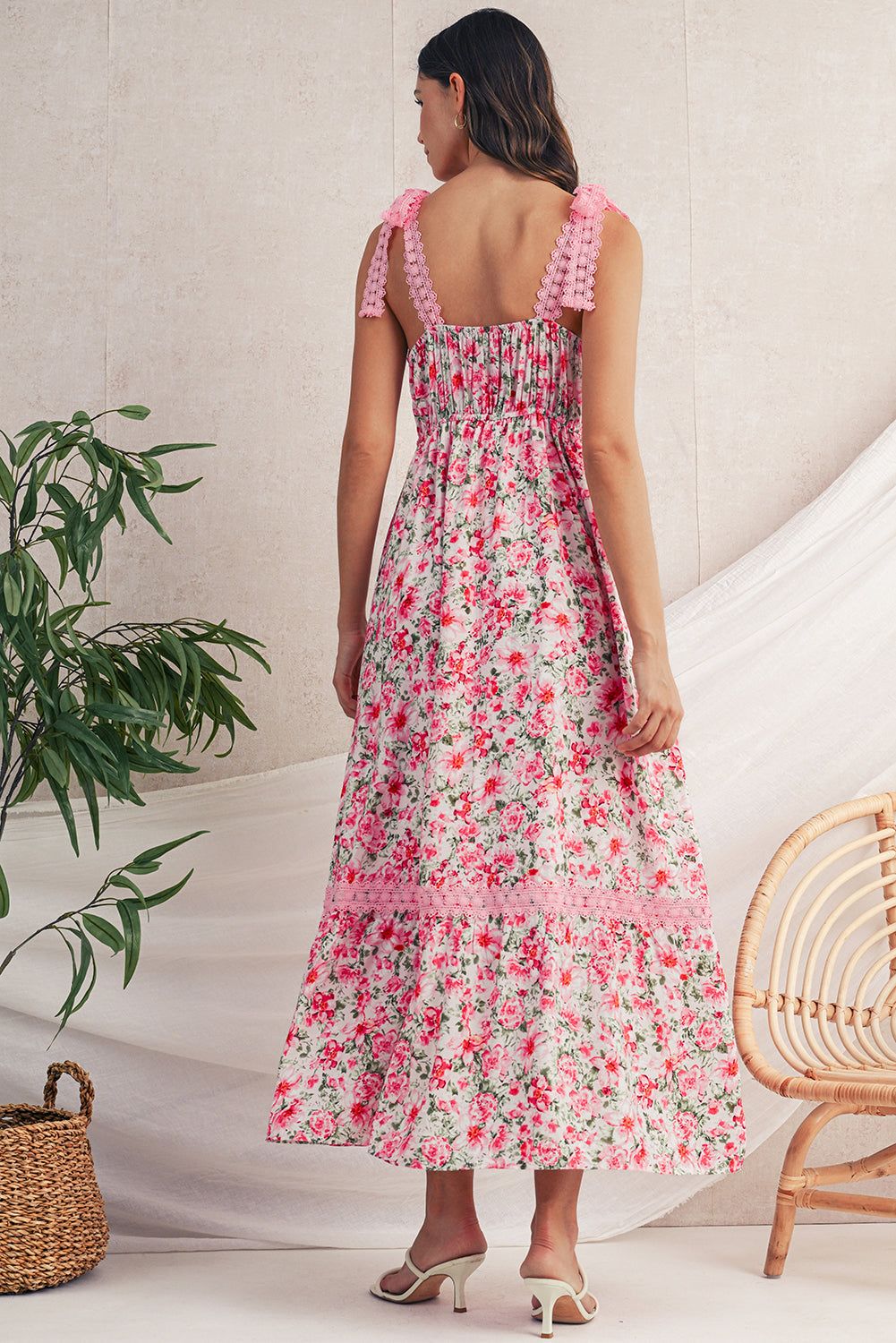 Floral Lace Tied Maxi Dress