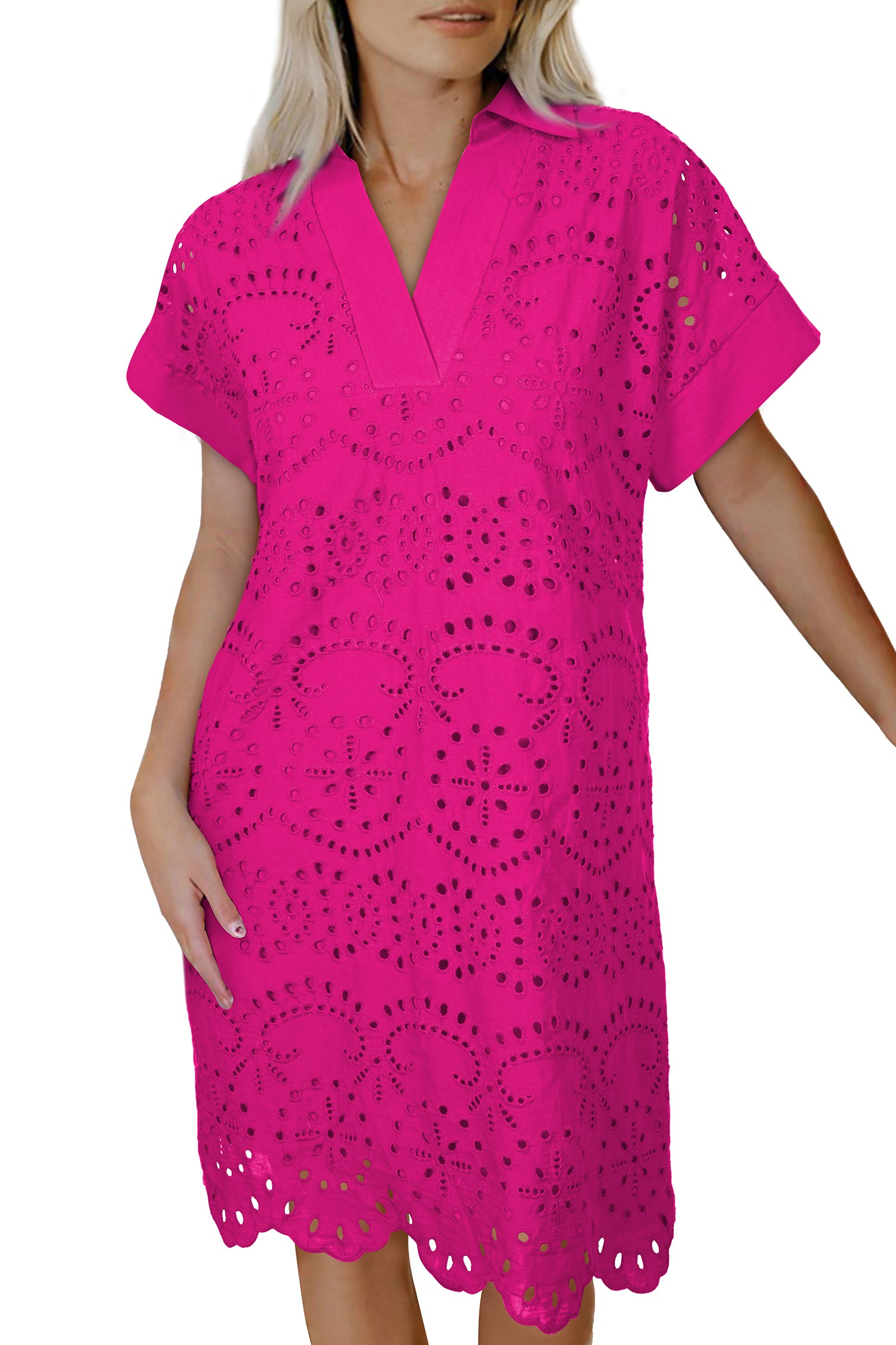Eyelet Embroidered T Shirt Mini Dress