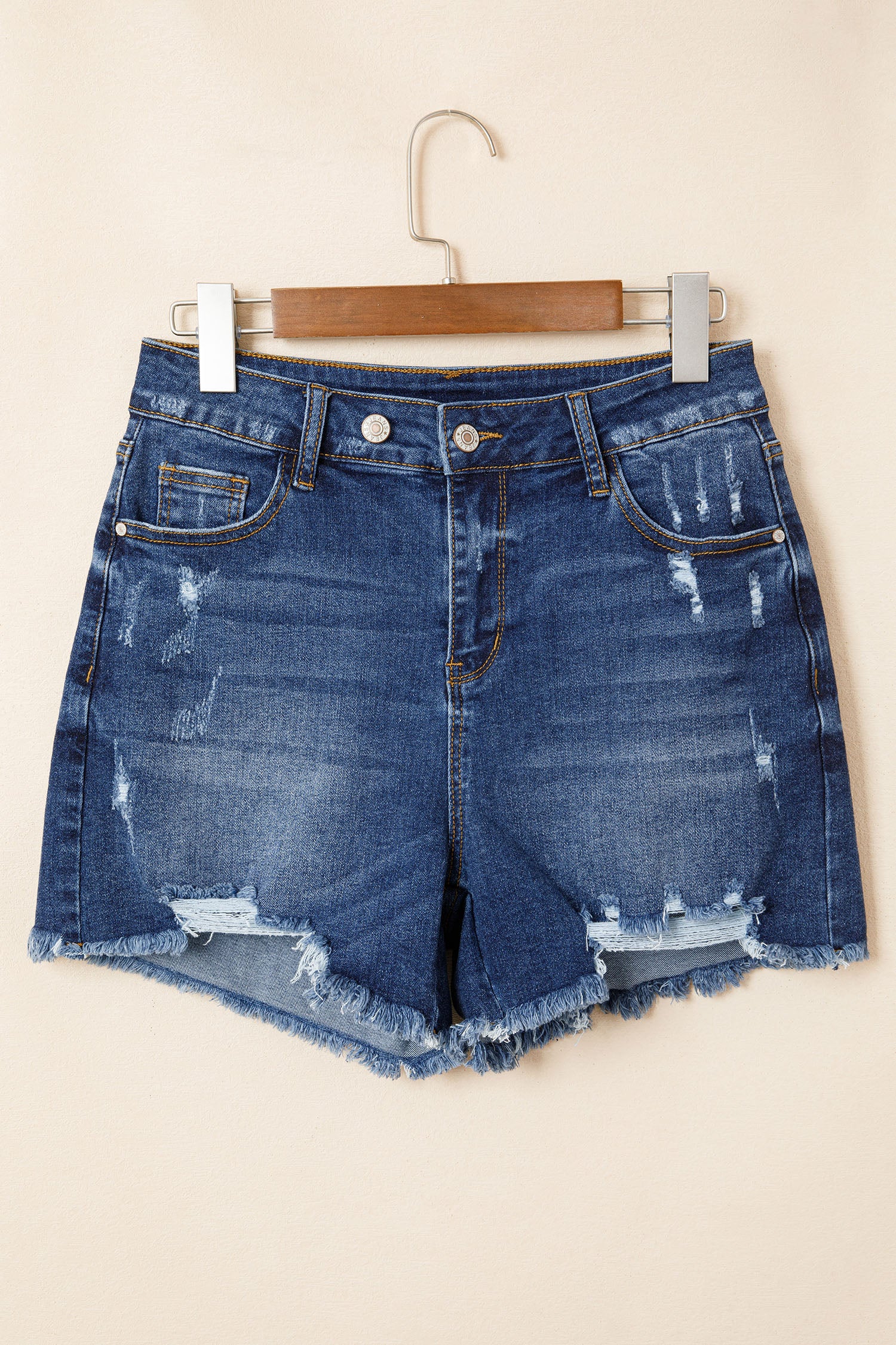 Raw Hem Distressed Denim Shorts
