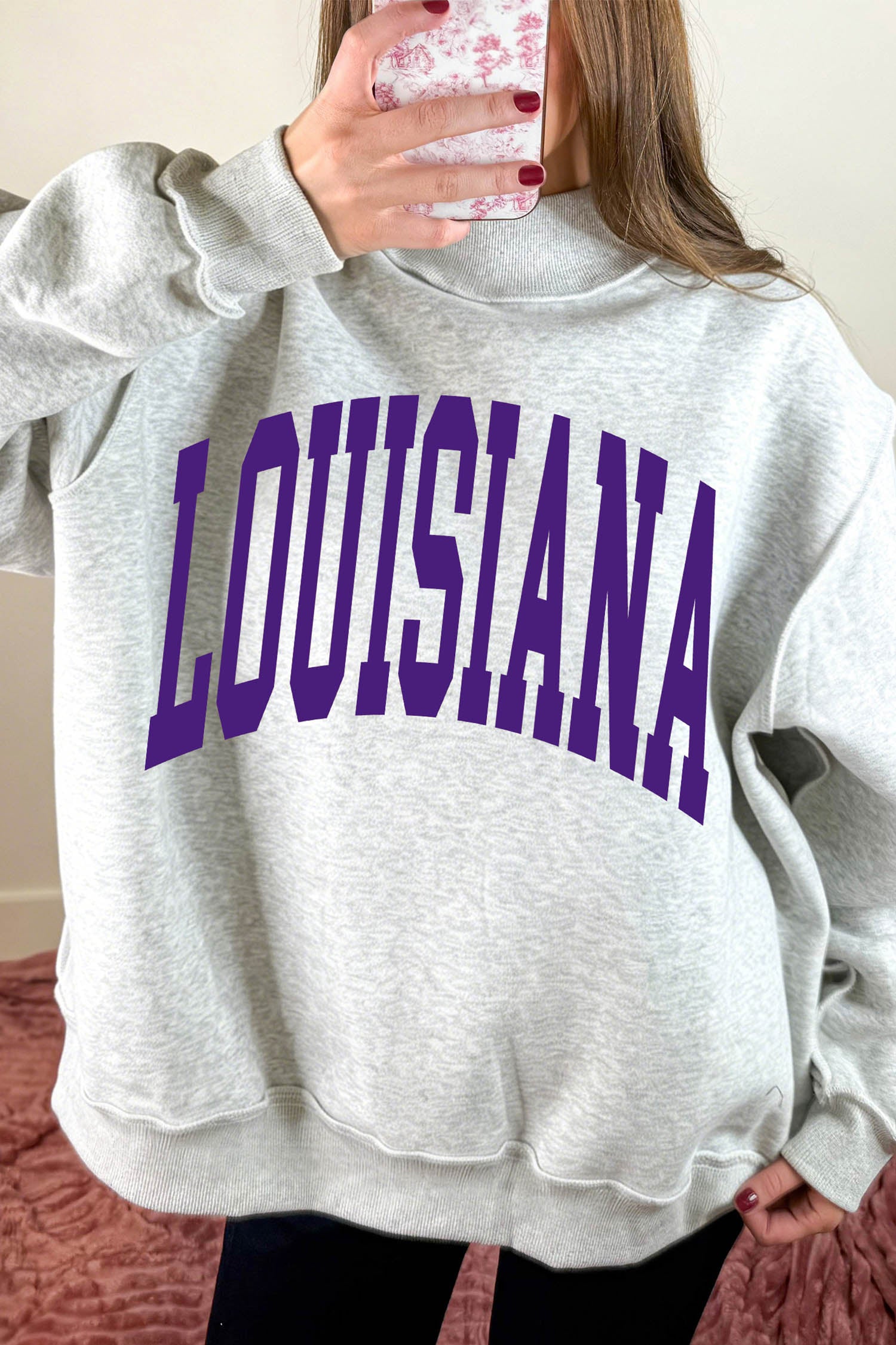 LOUISIANA/ TIGERS Double Side Printed High Neck Reversible Sweatshirt