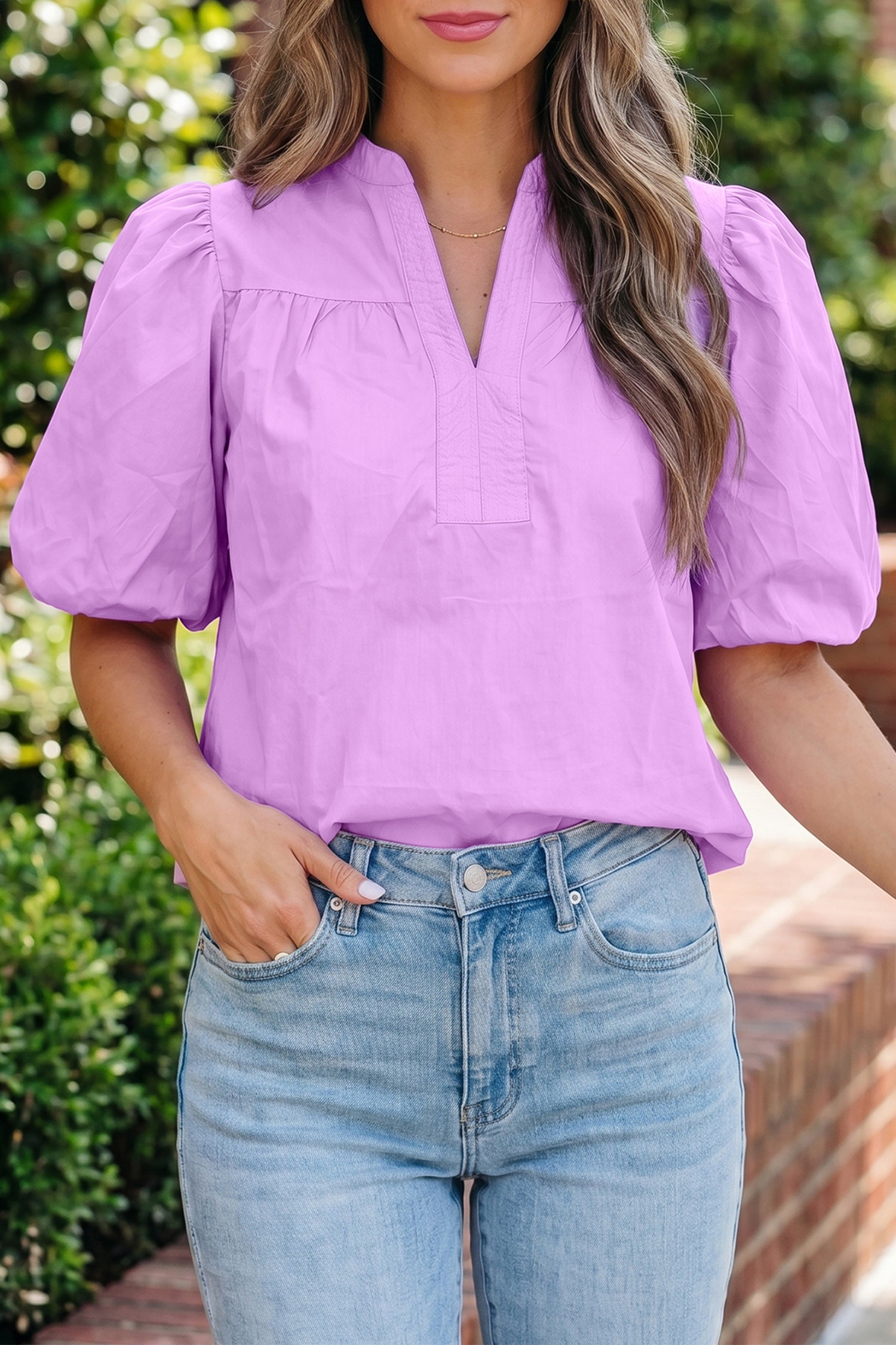 Puffy Half Sleeve Blouse