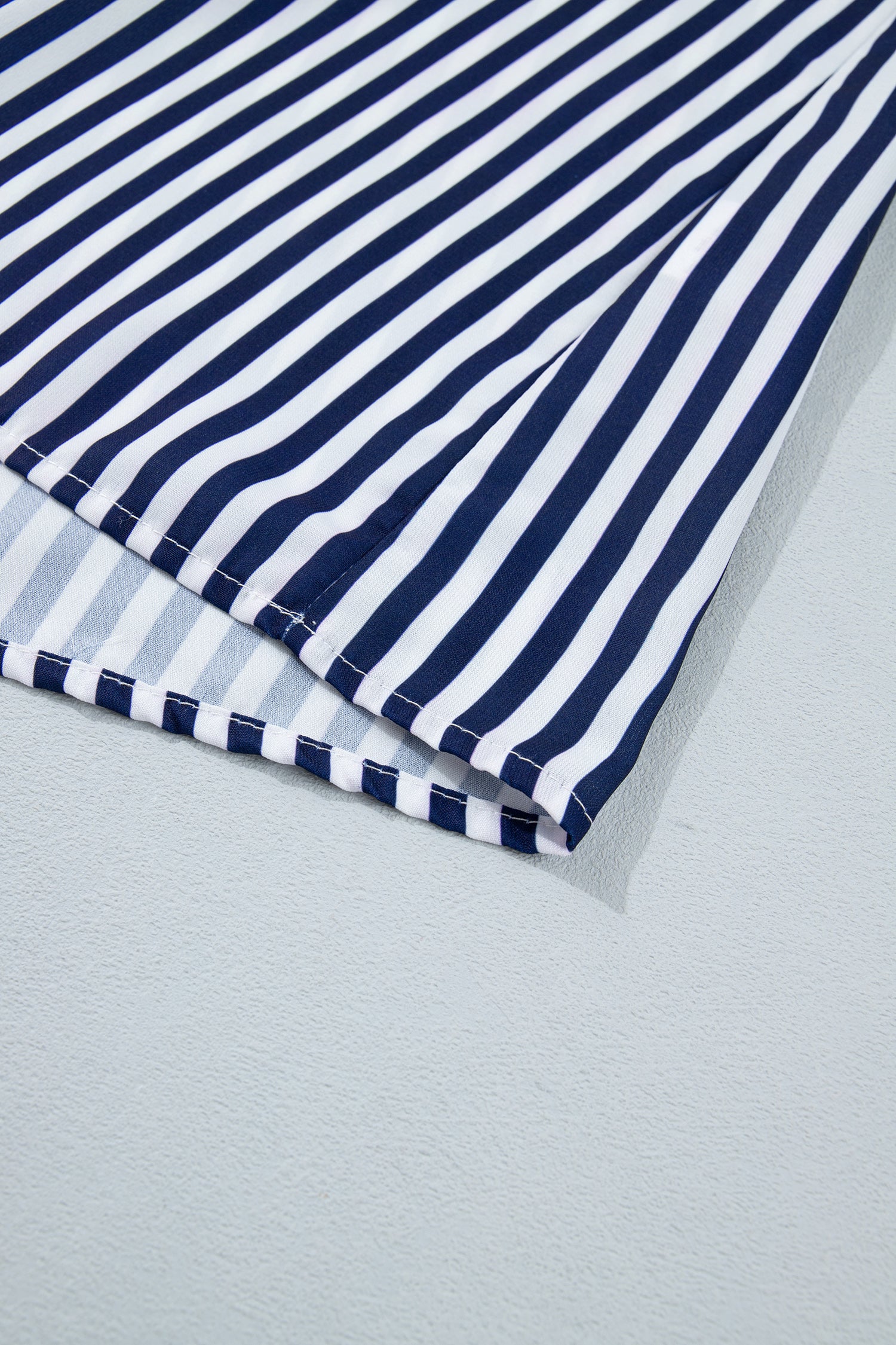 Stripe V Neck Lace Contrast Ruffle Trim Tank Top
