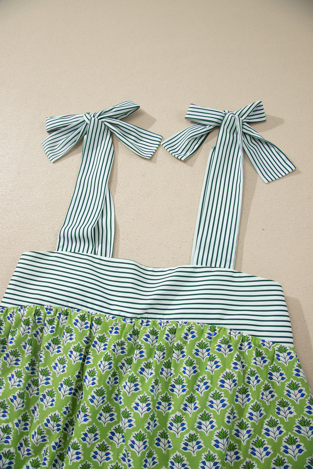 Floral Knot Straps Babydoll Tank Top