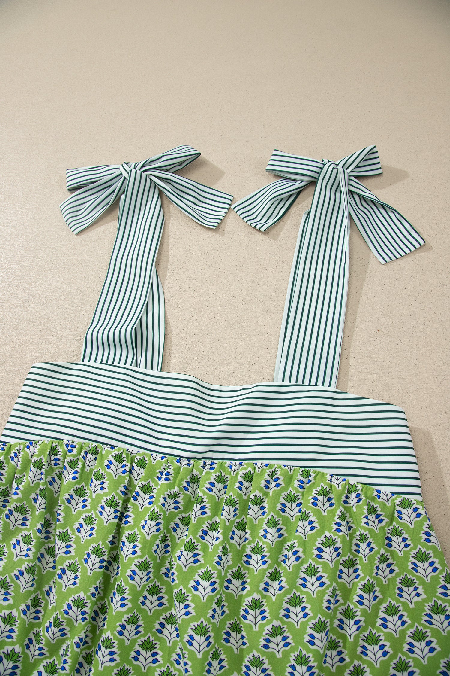 Floral Knot Straps Babydoll Tank Top