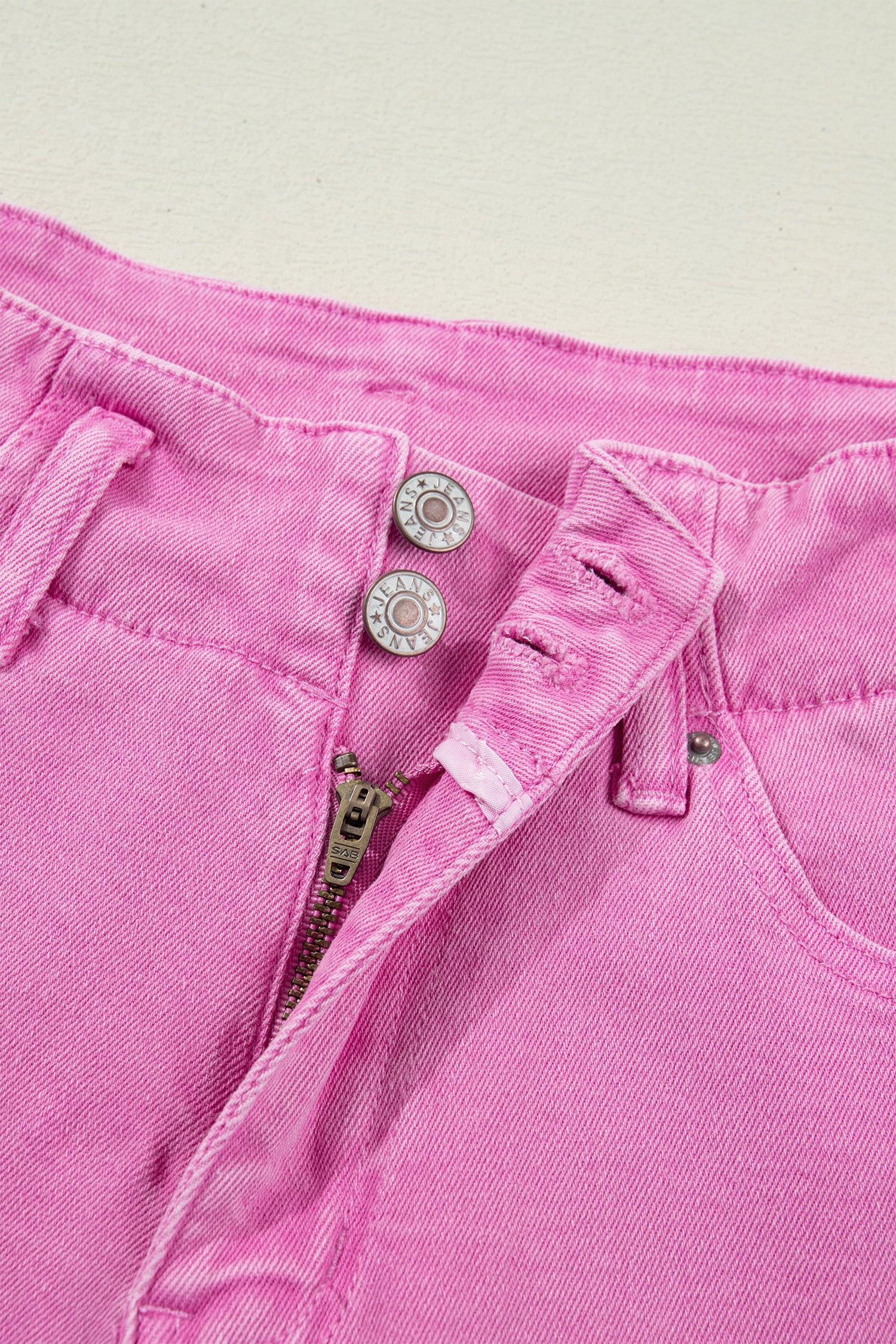 Button High Waist Wide Leg Jeans