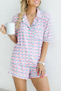 Checkered Short Sleeve Pajama Set