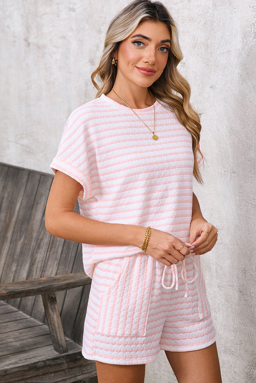 Short Sleeve Top and Pocket Shorts Set