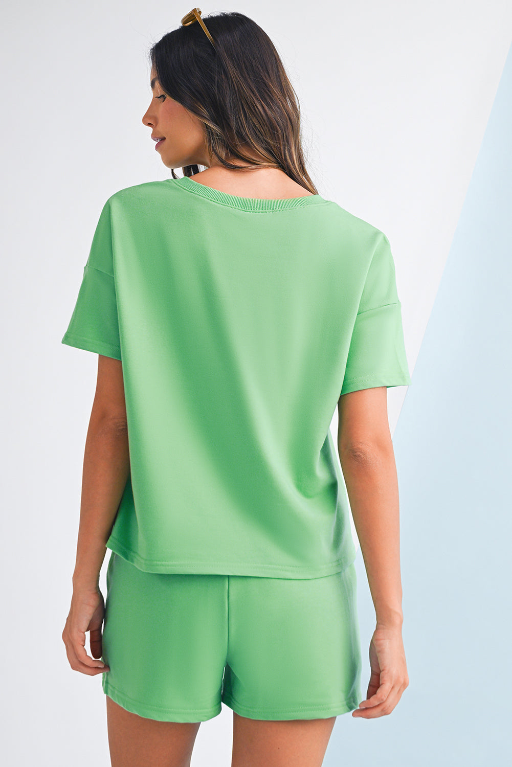 Drop Shoulder Tee Shorts Set
