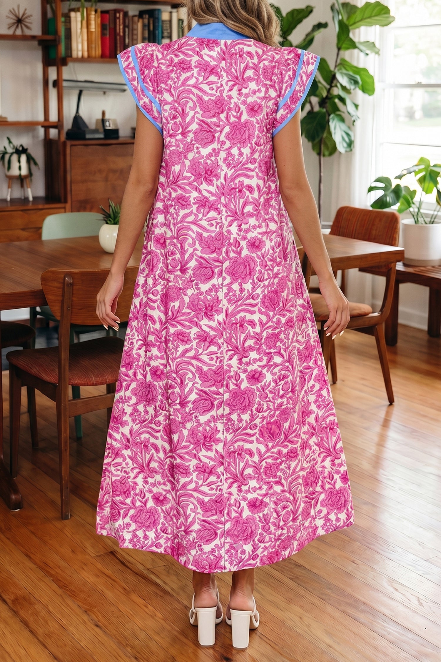 Floral Short Sleeve Midi Dress