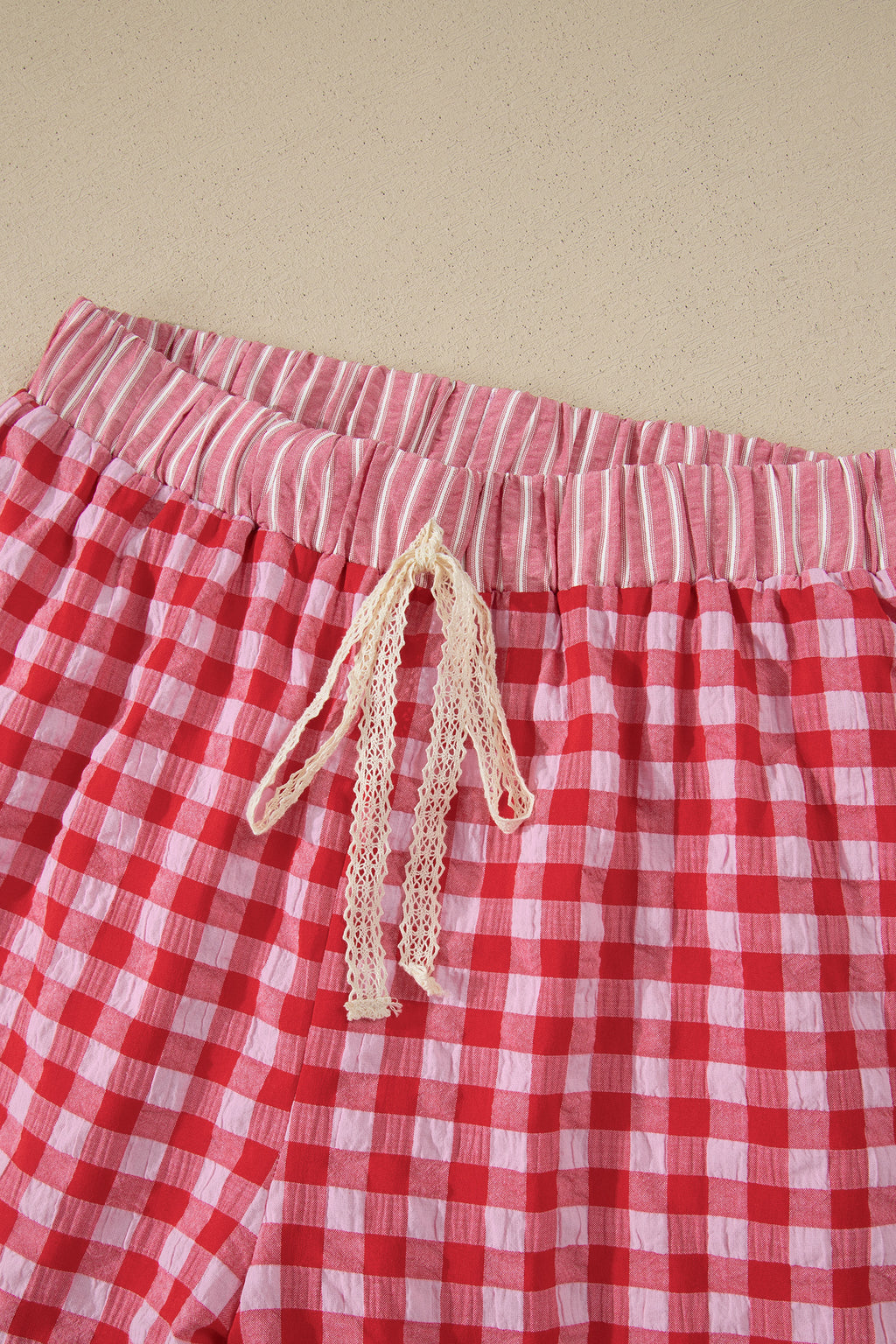 Ruffle Striped Lace Tie Shorts