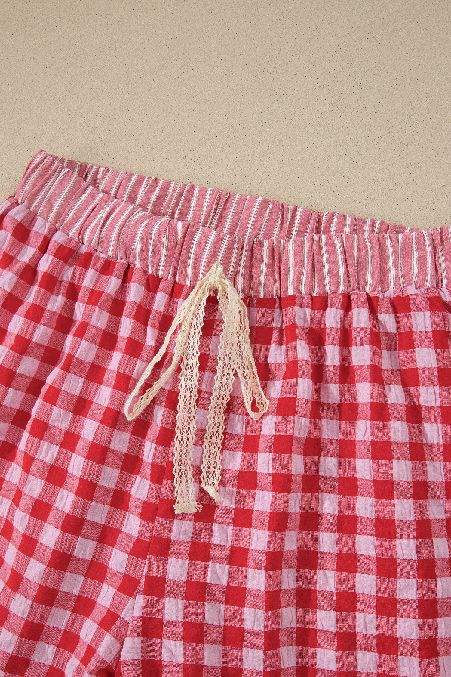Ruffle Striped Lace Tie Shorts