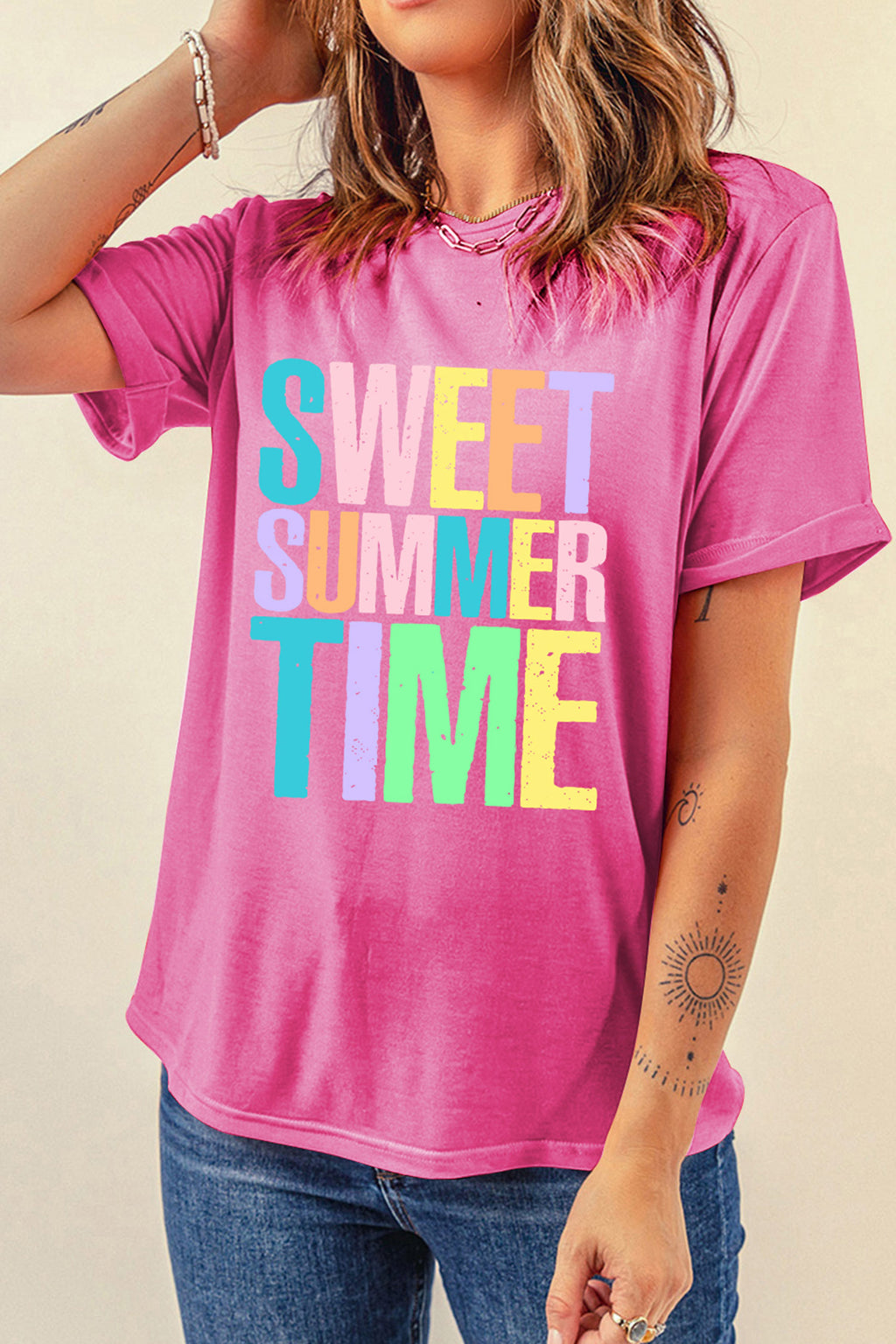 SWEET SUMMER TIME Letter Graphic Tee