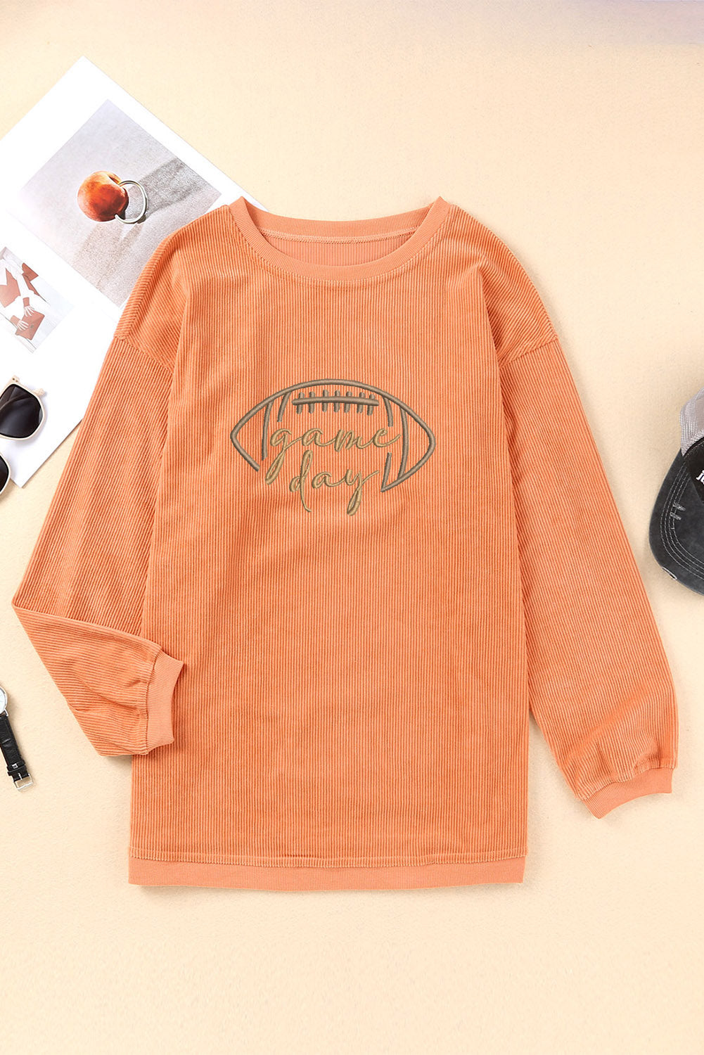 Game Day Embroidered Corded Sweatshirt