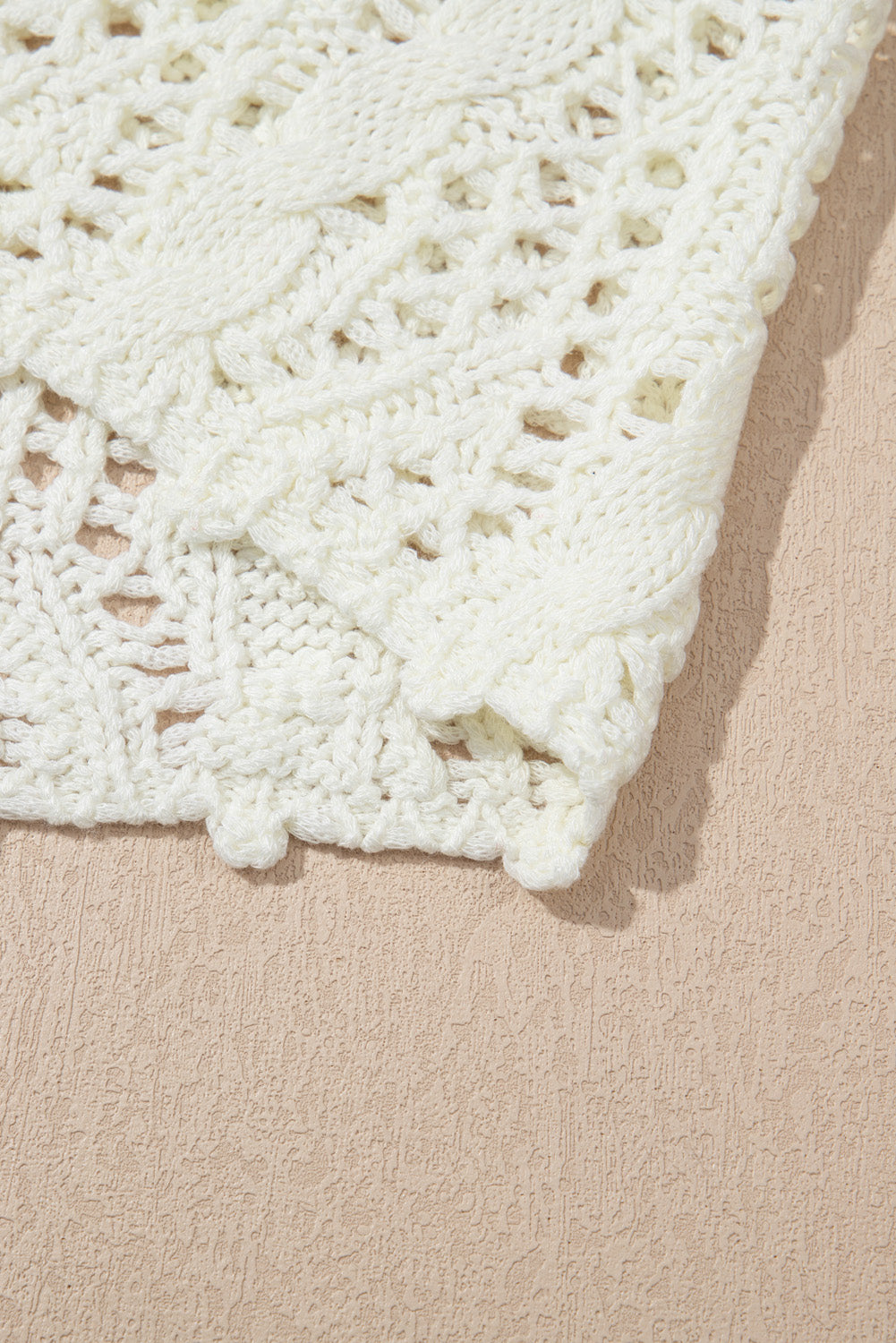 White Knit Hooded Beach Cover Up