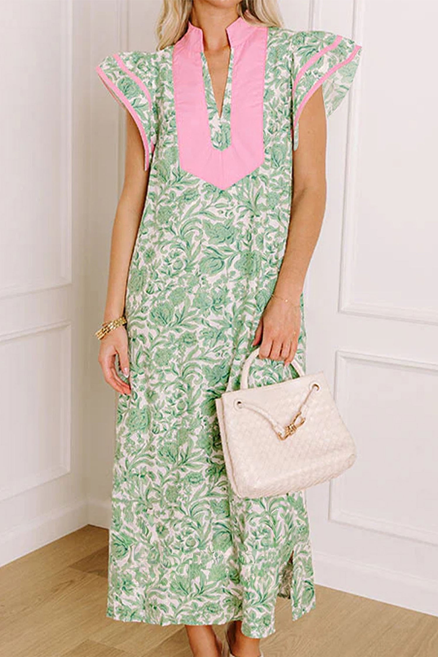 Floral Short Sleeve Midi Dress