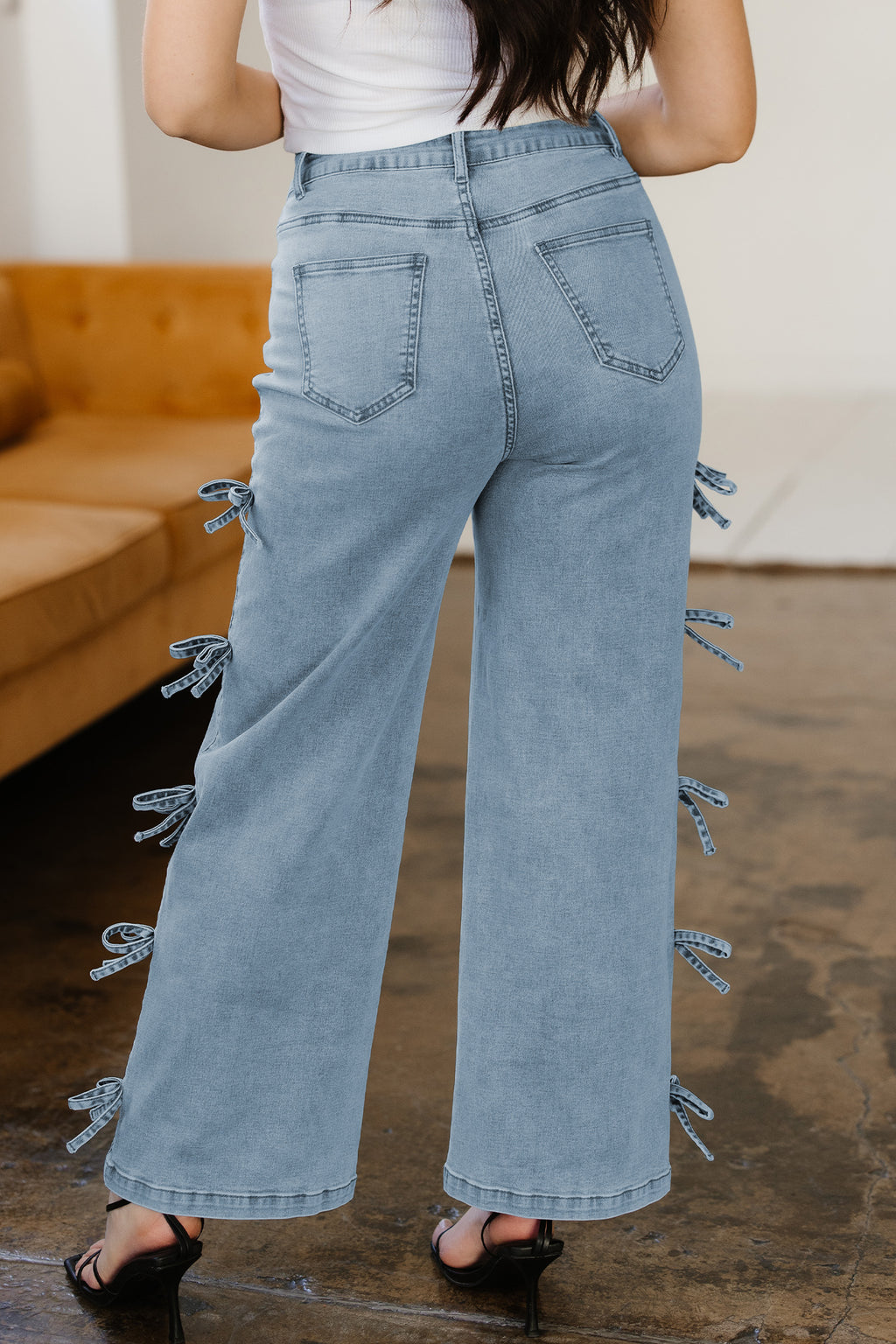 Bowknot Straight Leg Loose Jeans
