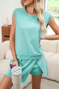 Sleeveless Top Split Skort Cotton Outfit