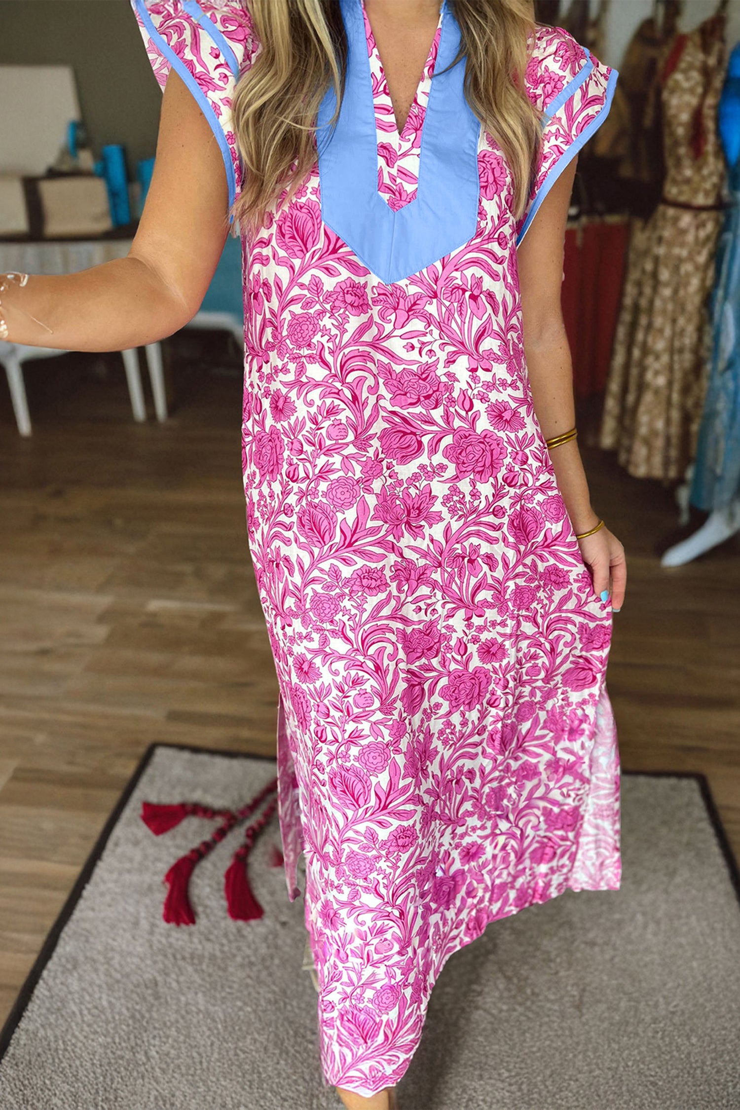 Floral Short Sleeve Midi Dress